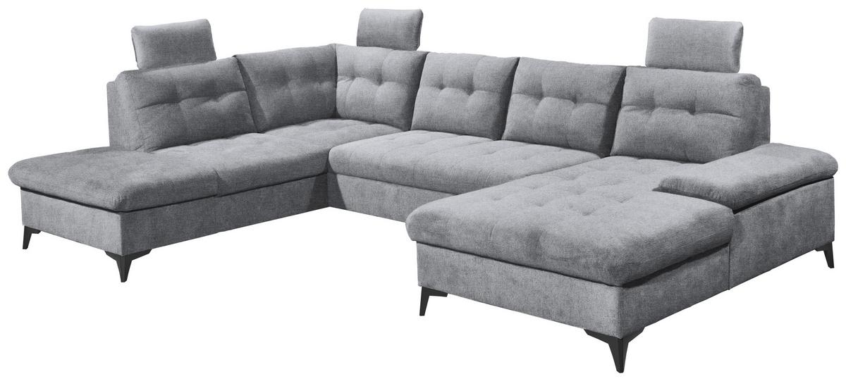 Wohnlandschaft Durban U ca. 218x324x170 cm Grau - Schwarz/Grau, KONVENTIONELL, Kunststoff/Textil (218/324/170cm) - MID.YOU