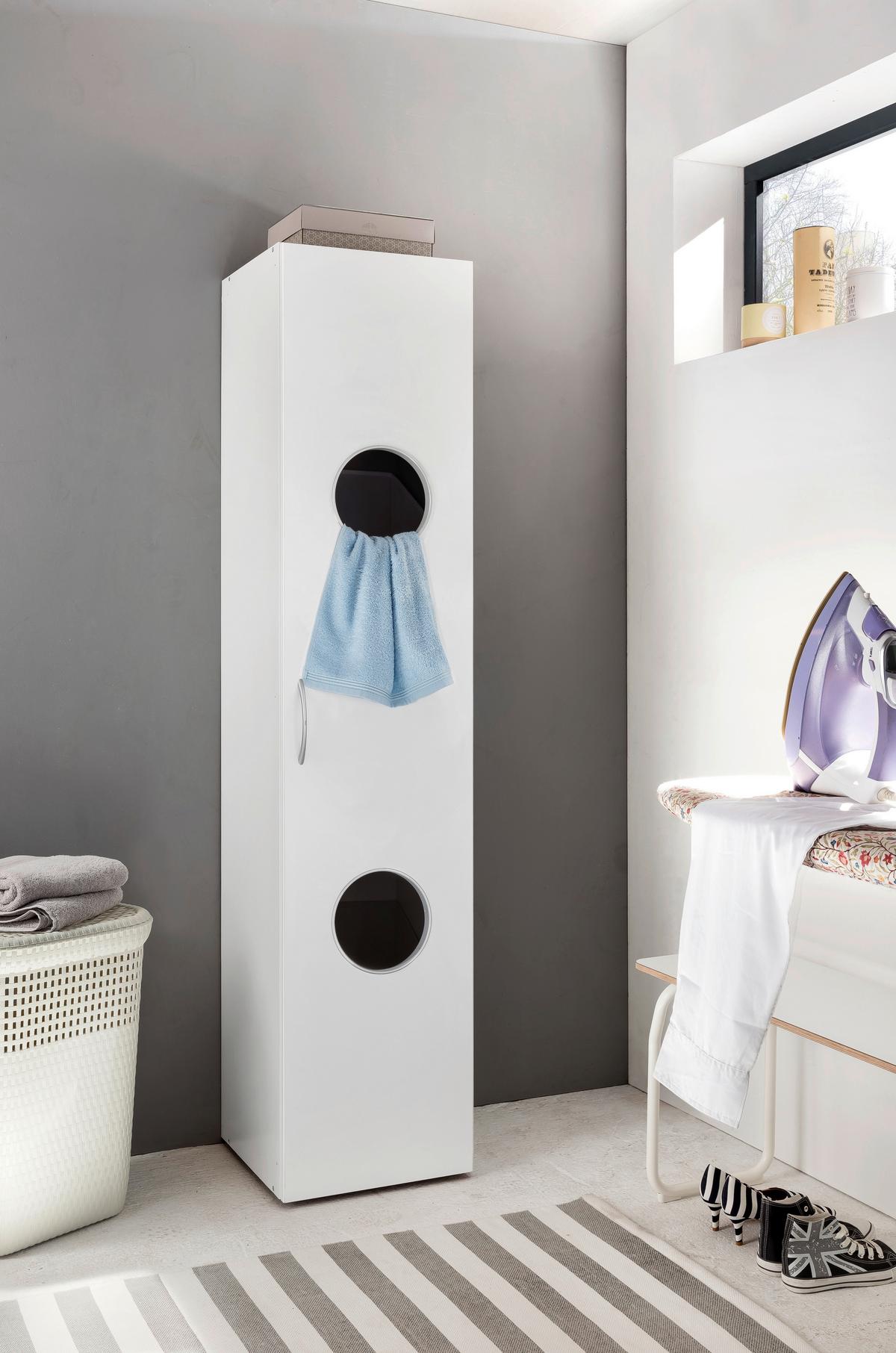 Schrank in Weiss - Weiss/Alufarben, Konventionell, Holzwerkstoff/Kunststoff (40/185cm) - Mömax