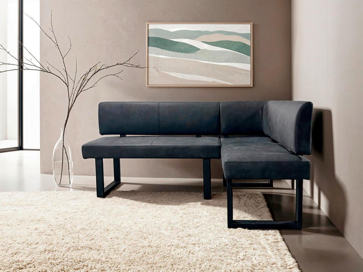 Eckbank Vancouver Anthrazit/Schwarz - Anthrazit/Schwarz, Design, Textil/Metall (181,5/125cm) - MID.YOU