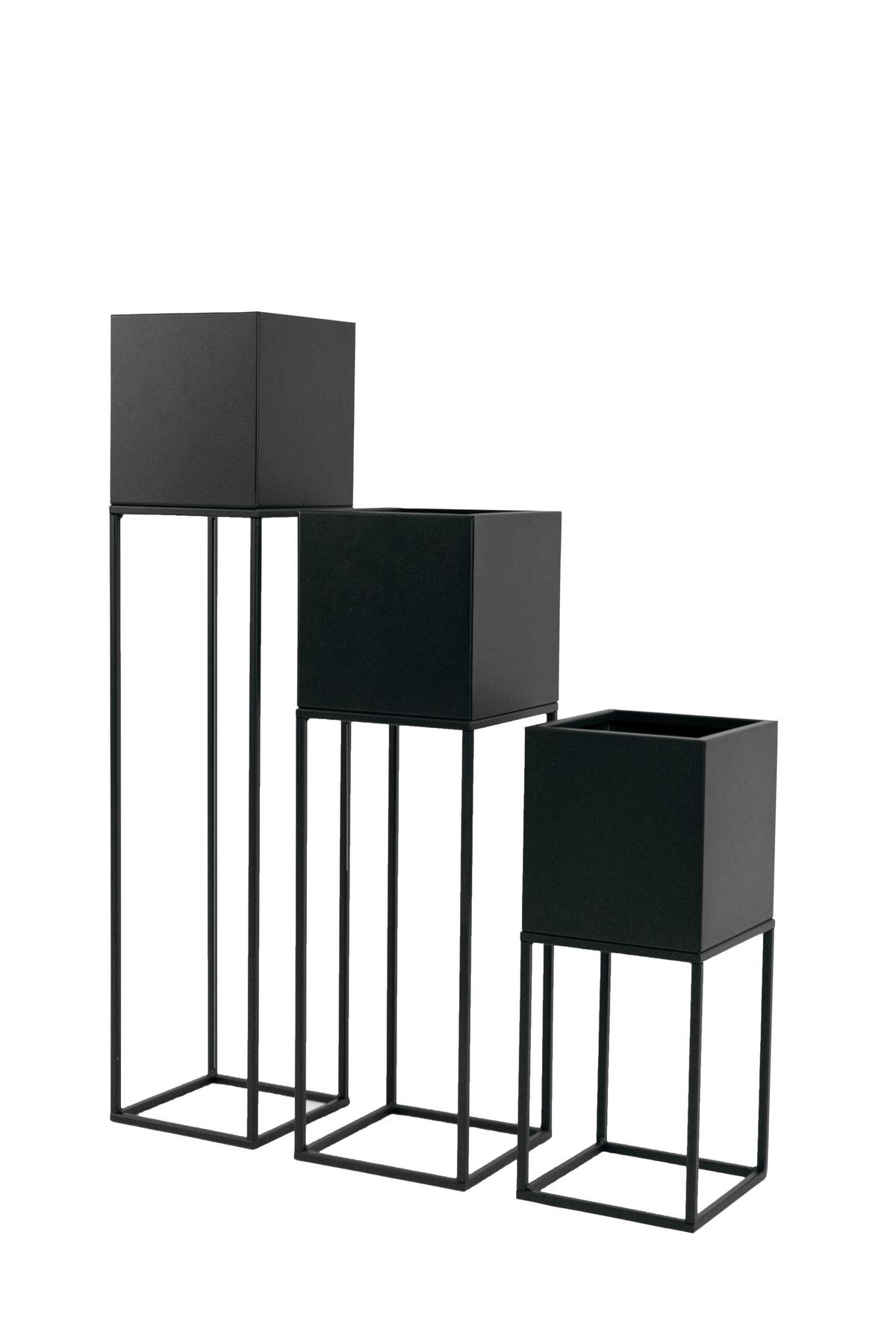 Blumenständer Schwarz - Schwarz, Basics, Metall (19/87/19cm)