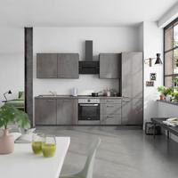 Küchenblock Riva High m. Geräten Schieferfarben - Schieferfarben/Edelstahlfarben, MODERN, Holzwerkstoff/Metall (300cm) - Nobilia