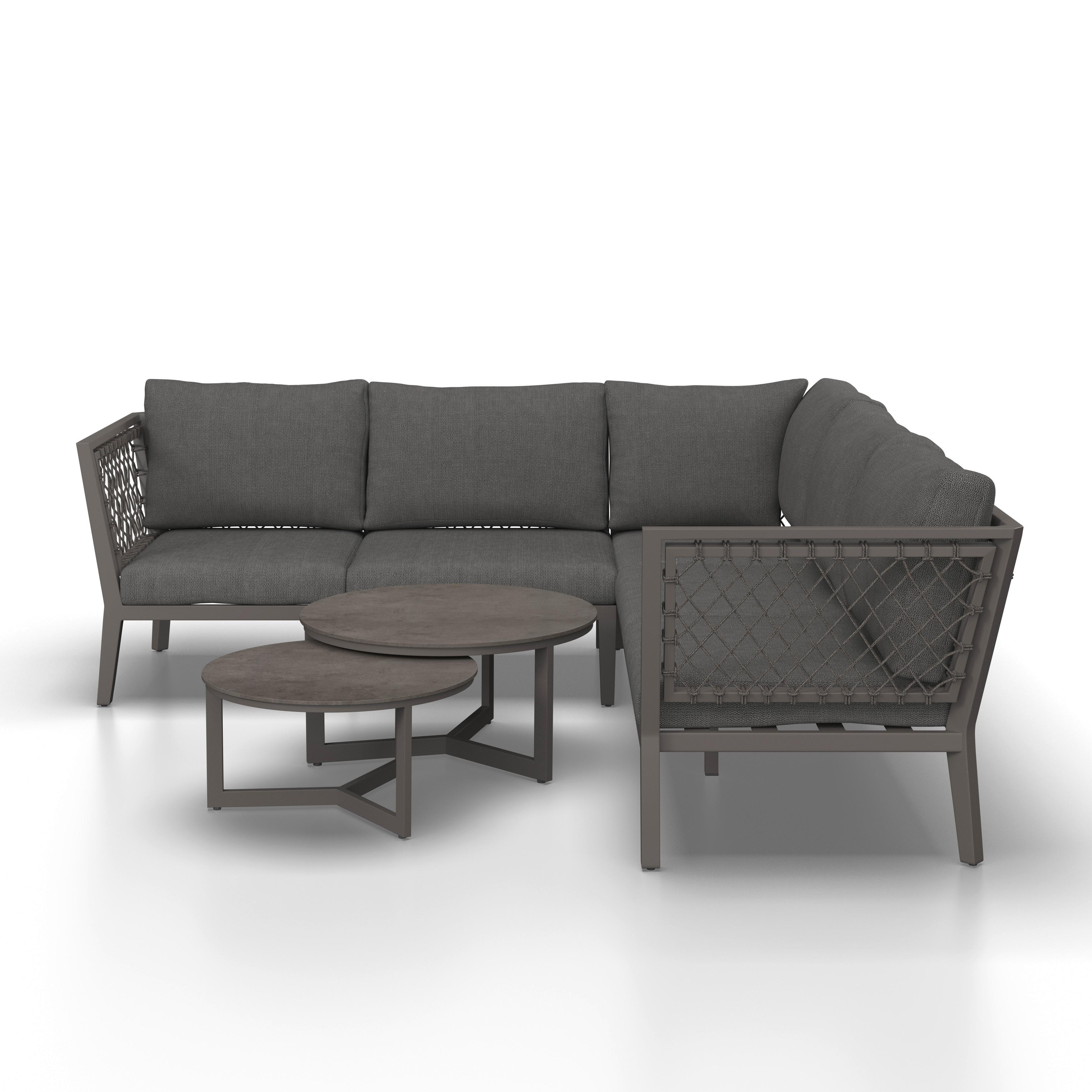 LOUNGEGRUPP MALOU - mörkgrå/antracit, Modern, metall/textil (218/68/76,5cm) - Bessagi Garden