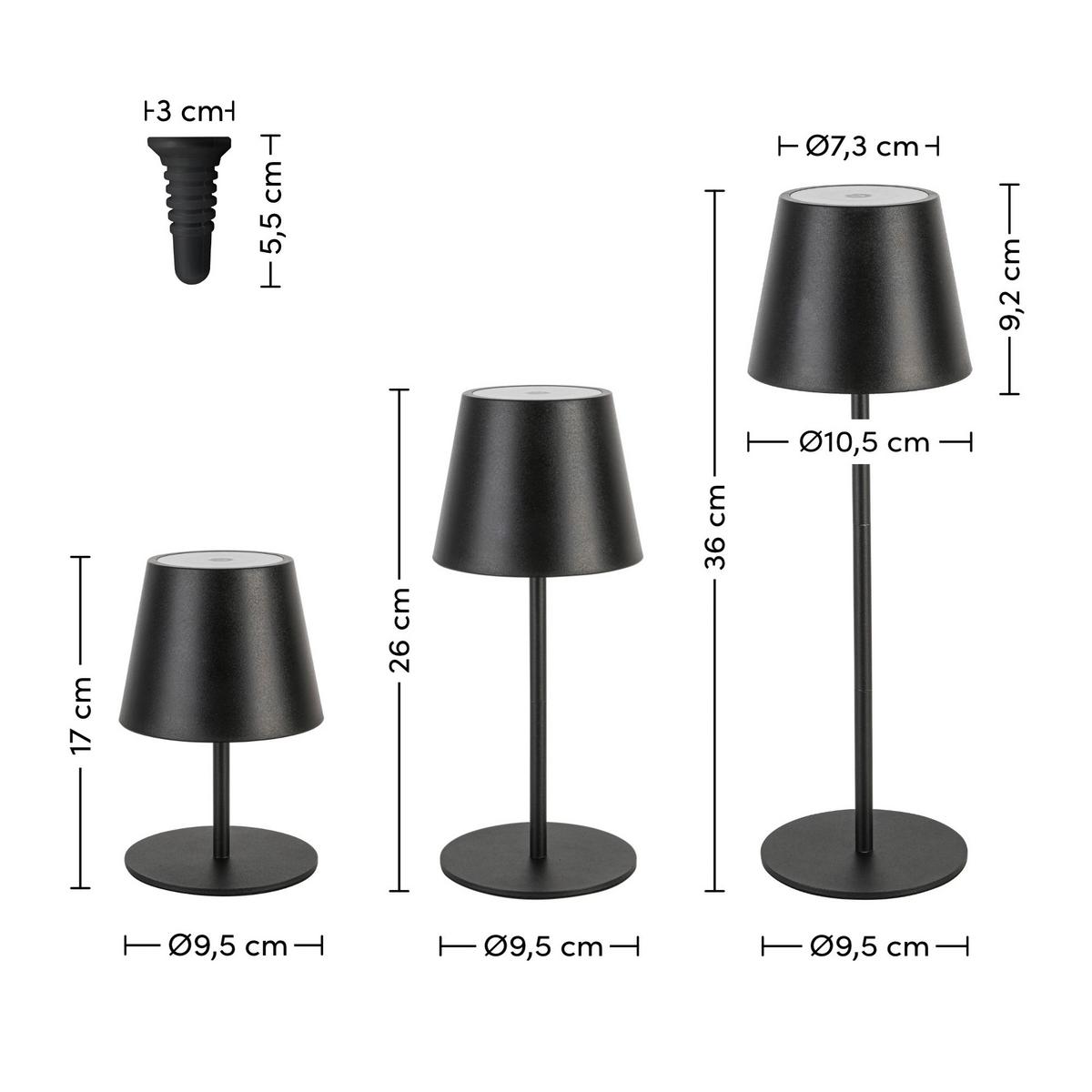 LED-Tischleuchte Noemi Schwarz max. 3 Watt - Schwarz, Konventionell, Kunststoff/Metall (10,6/17-36cm) - Mömax