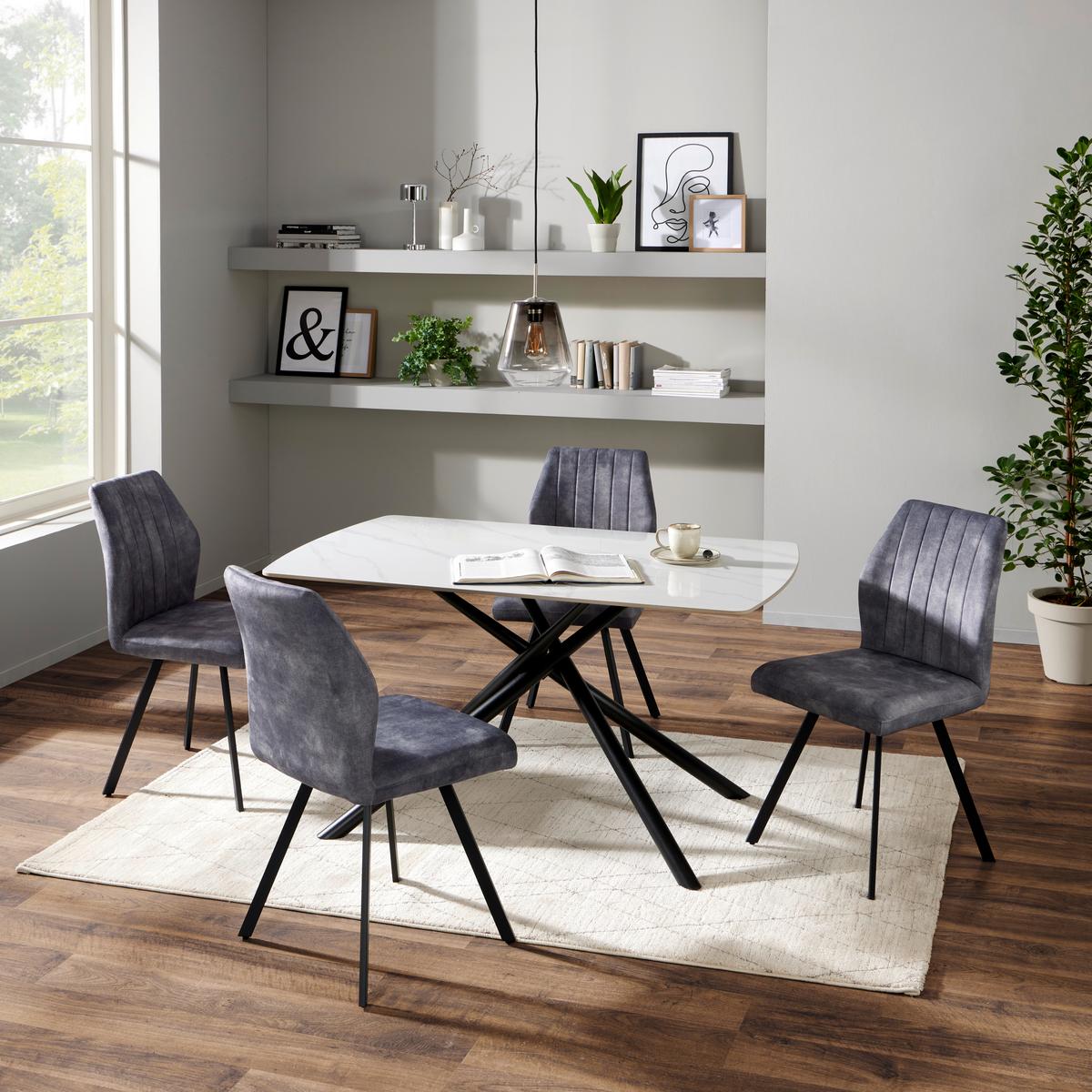 Jedilna Miza Mailand 140, Keramika - črna/bela, Moderno, kovina/keramika (140/75/90cm)