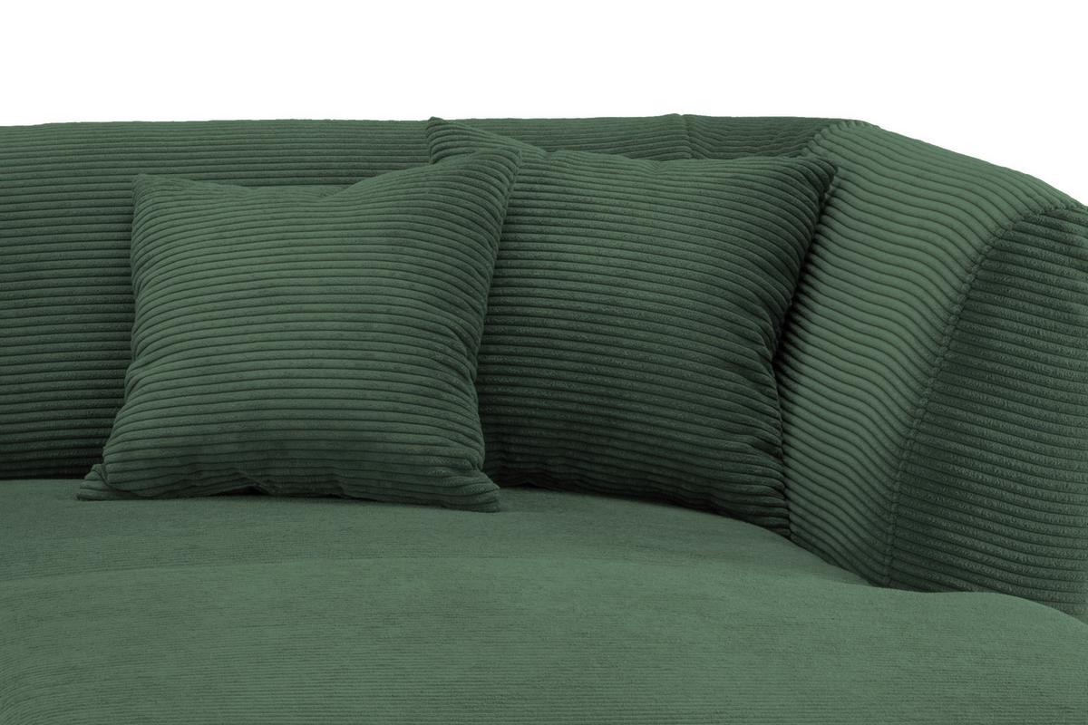 Wohnlandschaft Colori Dunkelgrün Cord - Dunkelgrün/Schwarz, MODERN, Holz/Textil (264/160cm) - MID.YOU