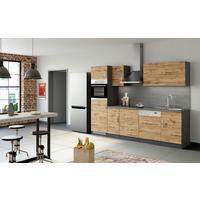 Küchenblock Sorrento mit Geräten ca. 270 cm Eichefarben - Chromfarben/Schieferfarben, MODERN, Holzwerkstoff/Metall (270cm) - Held