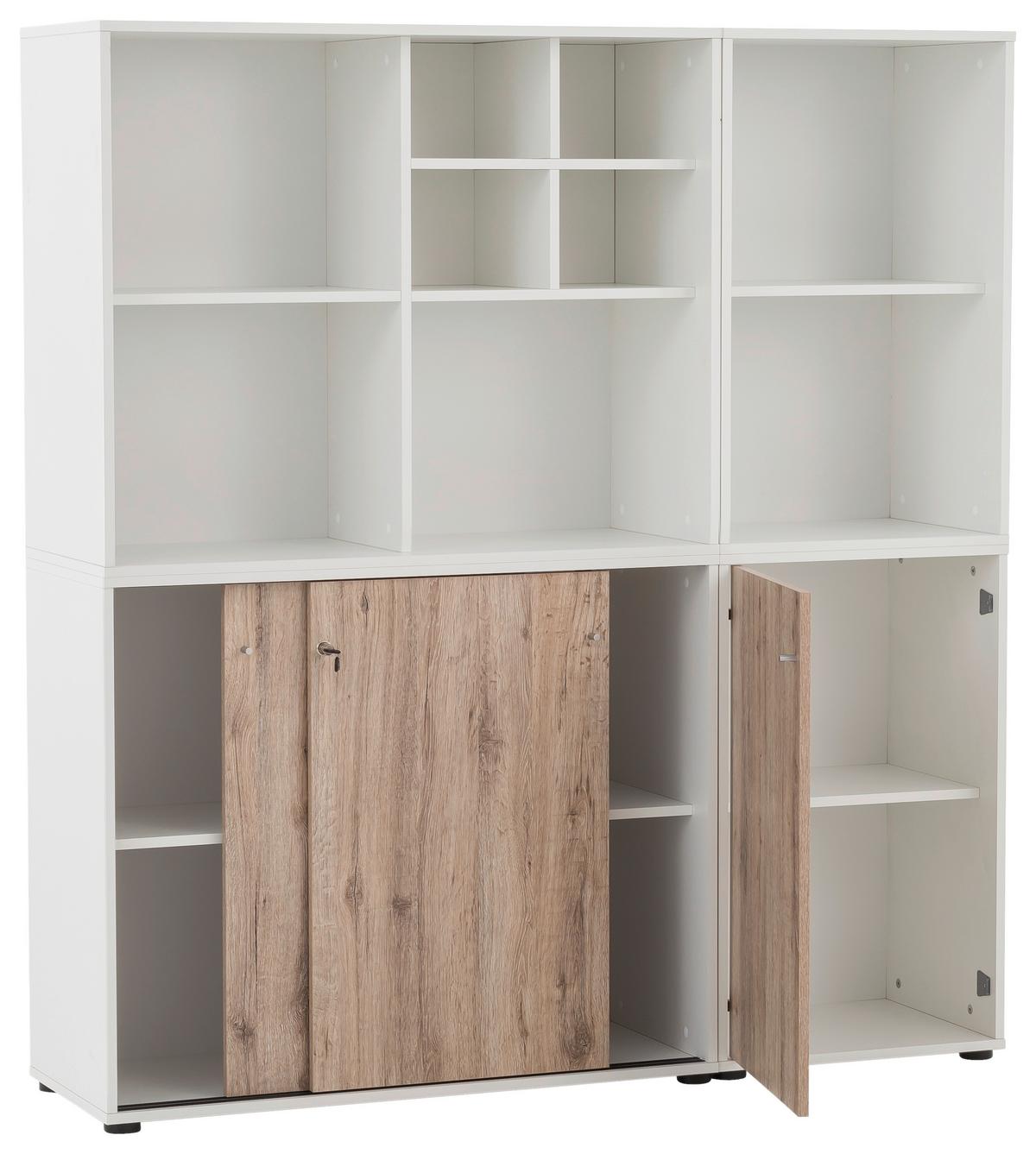 Aktenschrank Set US1000 Weiß ca. 165,2x151x41cm - Wildeiche/Weiß, MODERN, Holzwerkstoff (165,2/151/41cm) - MID.YOU