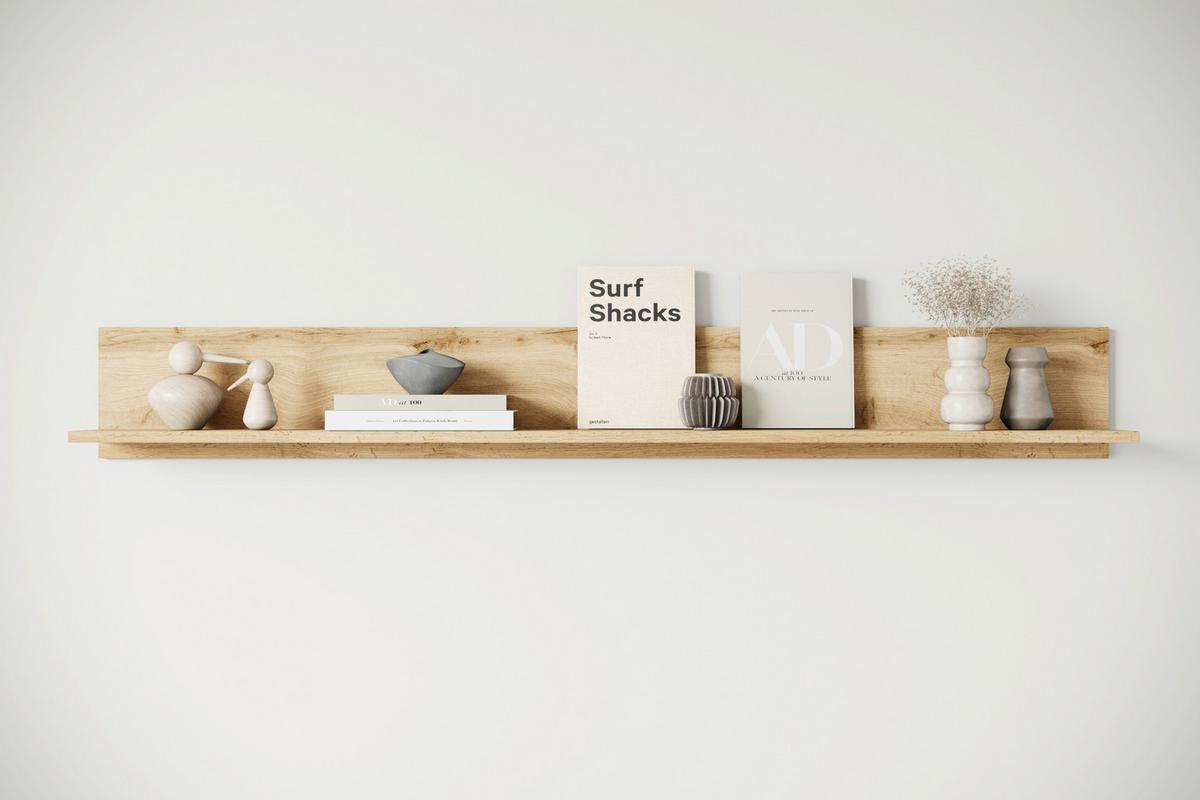 Stenska Polica Vera 138, Barva Hrasta - hrast wotan, Design, leseni material (138,5/18/12cm) - Livetastic