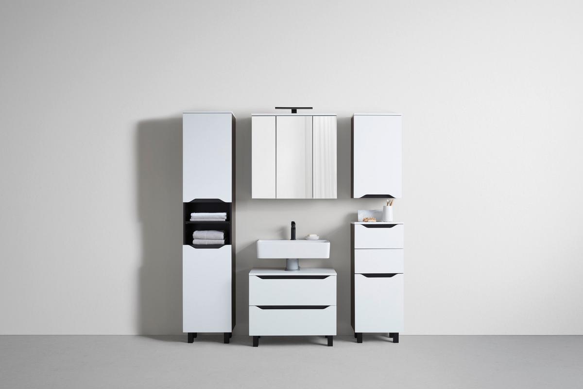 Hochschrank Wave II in Schwarz/Weiß - Schwarz/Weiß, MODERN, Holzwerkstoff (40/190/30cm) - Mömax