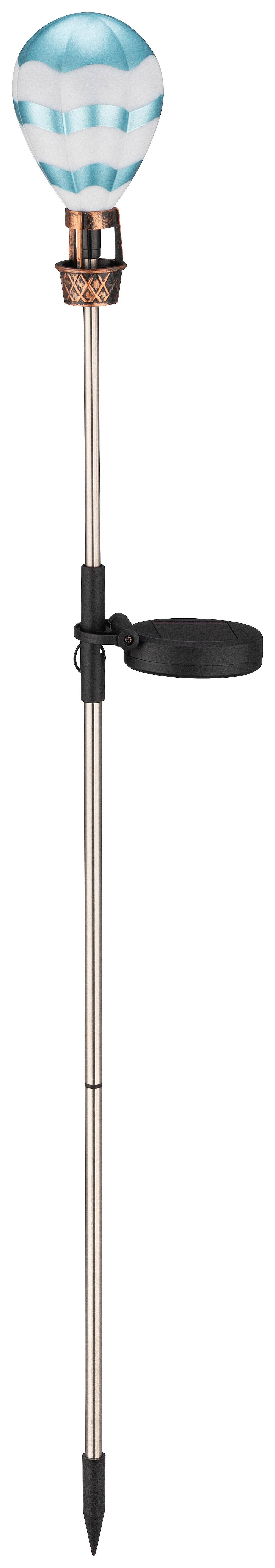 Solarleuchte Ballon Blau/Weiß max. 0,06 Watt - Blau/Weiß, ROMANTIK / LANDHAUS, Kunststoff/Metall (8/83,5cm) - Mömax