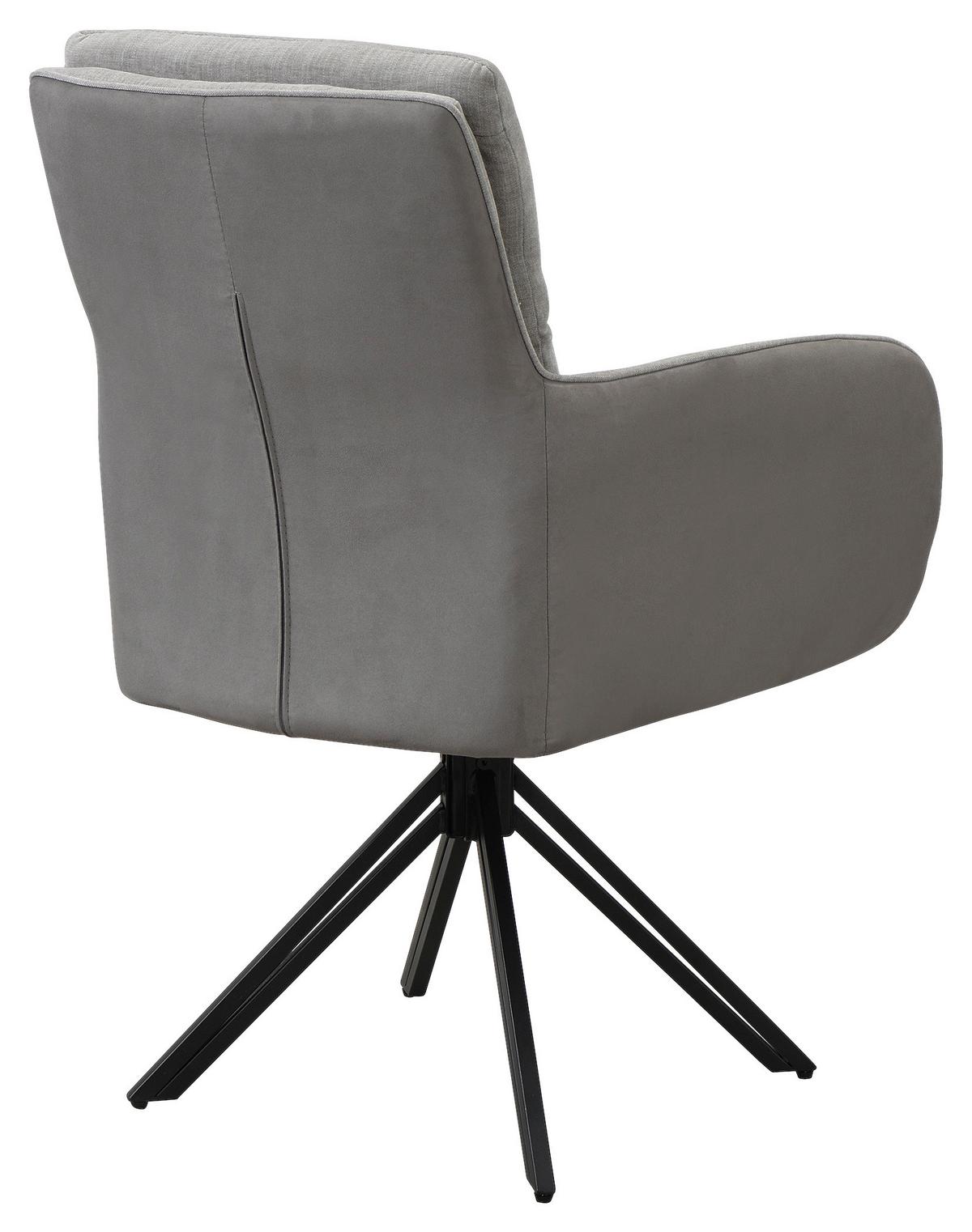 STUHL-SET TINO - Hellgrau/Schwarz, MODERN, Textil/Metall (62/94/70cm) - MID.YOU