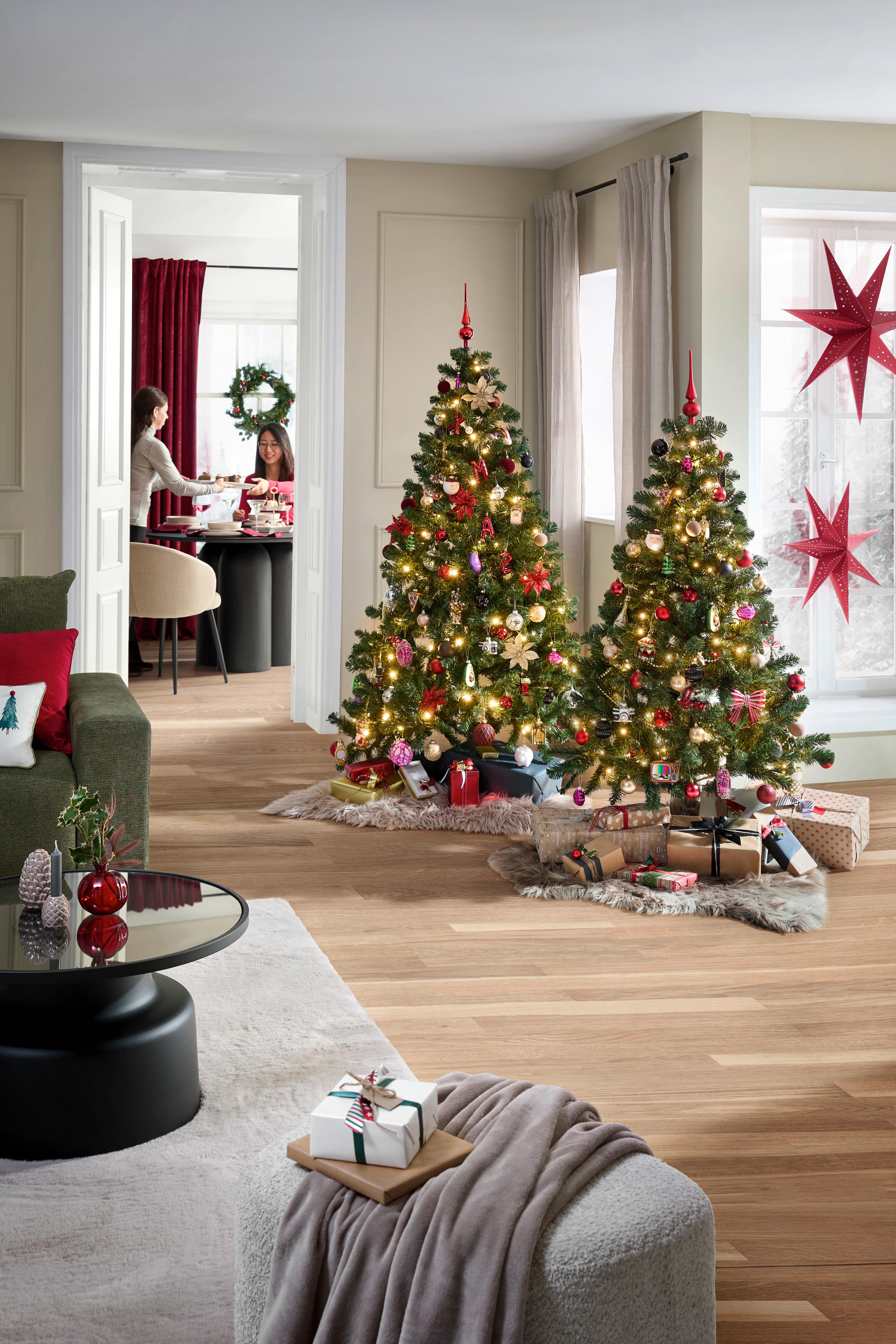GARDINLÄNGD LUCIA - röd, textil (140/245cm) - Mömax
