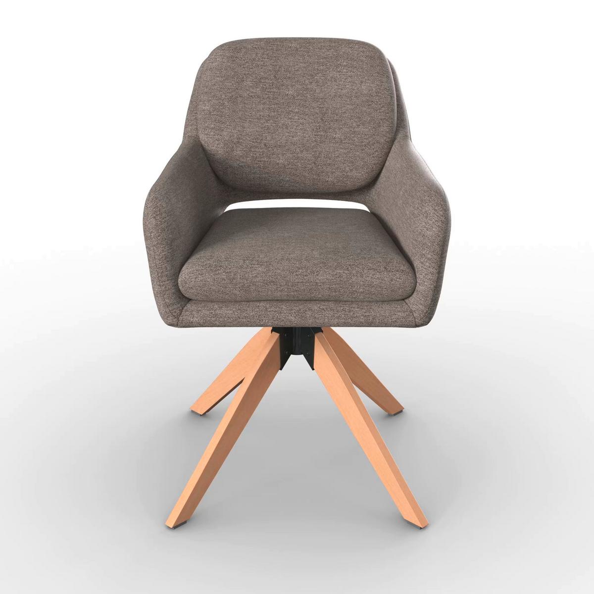 Armlehnstuhl Adrien Braun Webstoff Drehbar Gepolstert - Braun/Naturfarben, MODERN, Holz/Textil (64/59/92cm) - Bessagi Home