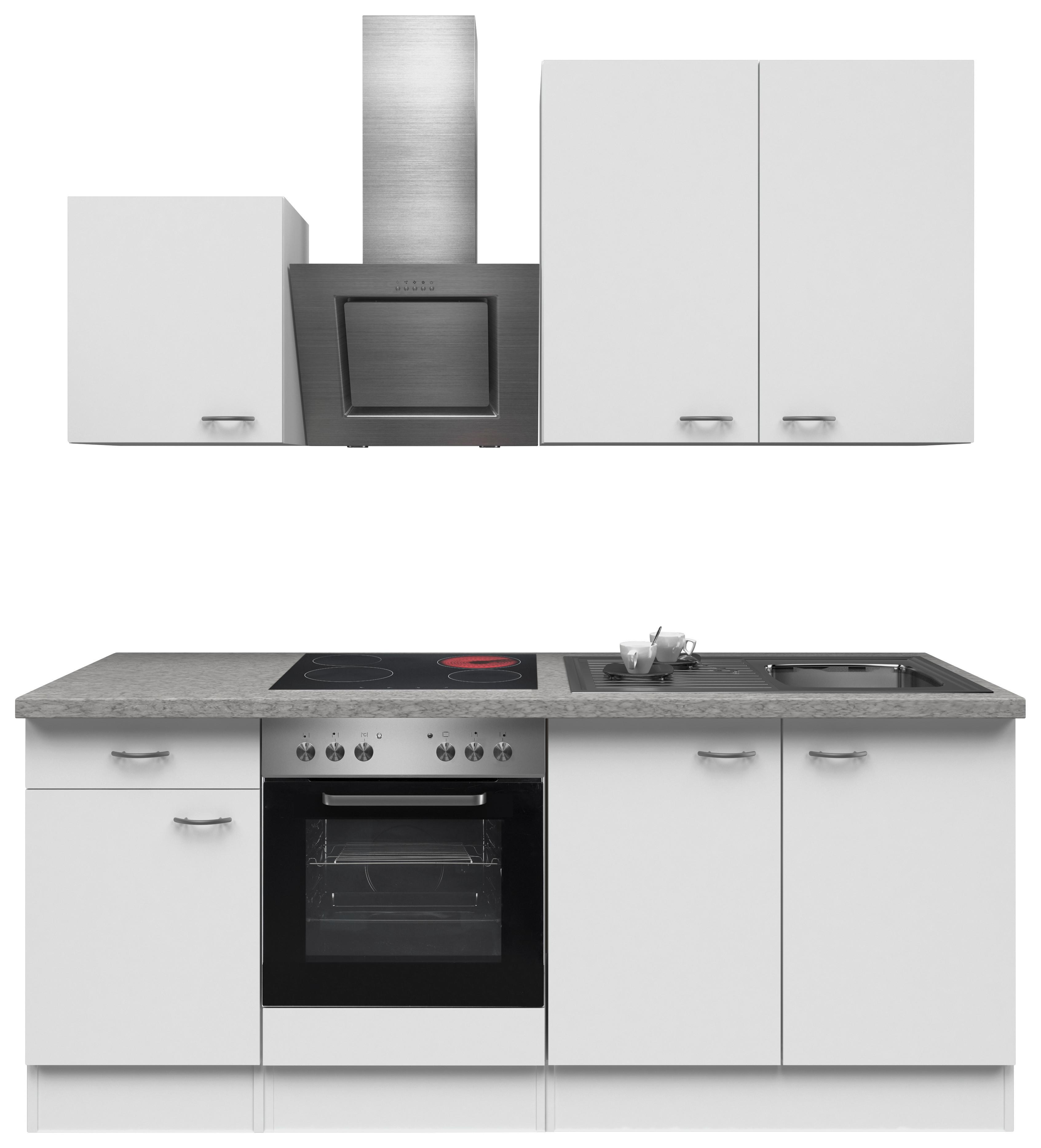 Kuhinjski Blok Z Aparati Wito, Bela - barve nerjavečega jekla/bela, Moderno, umetna masa/leseni material (210cm) - FlexWell