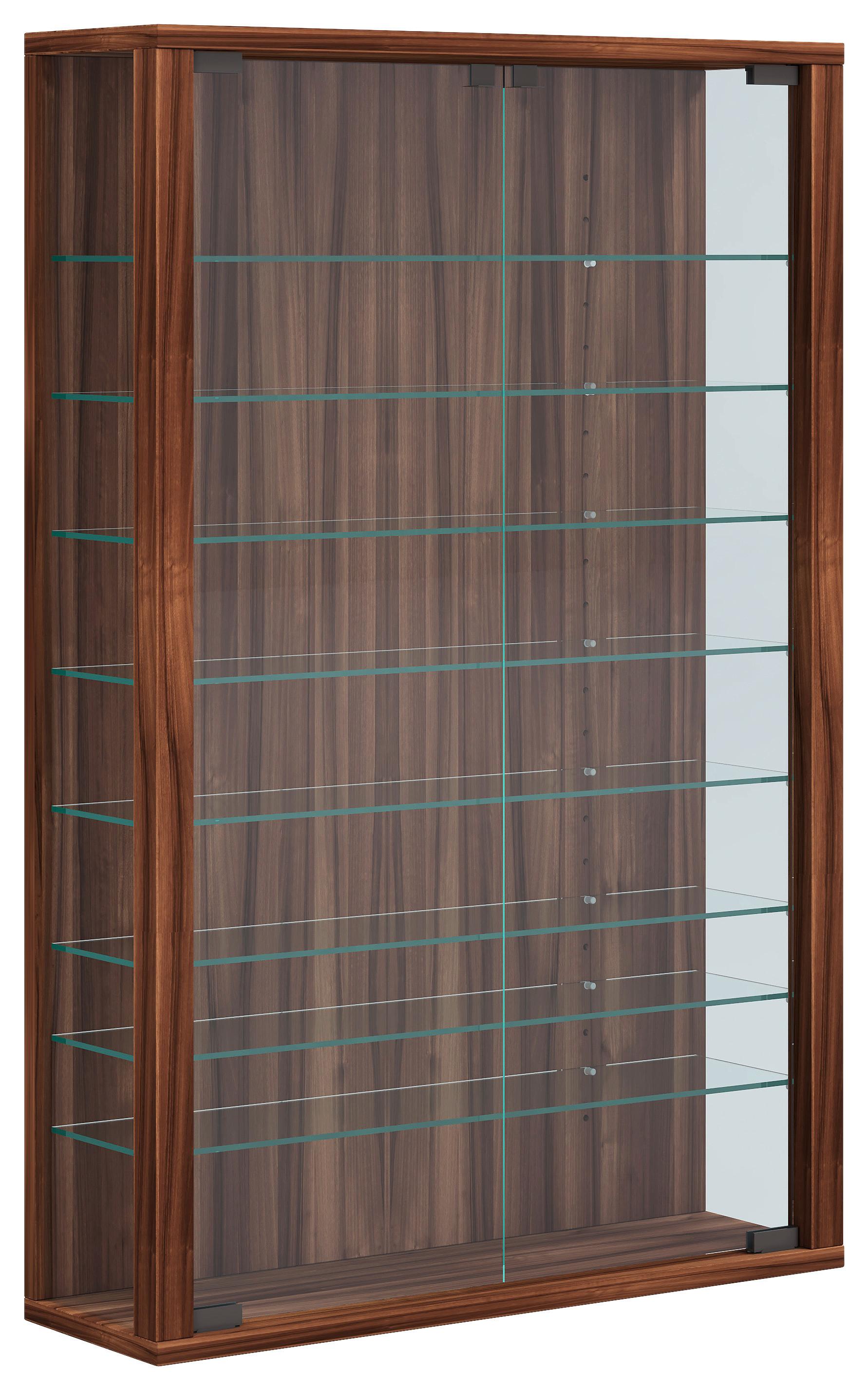 Vitrine Vitrosa Mini - Nussbaumfarben/Schwarz, Design, Glas/Holzwerkstoff (59/91/18cm) - MID.YOU
