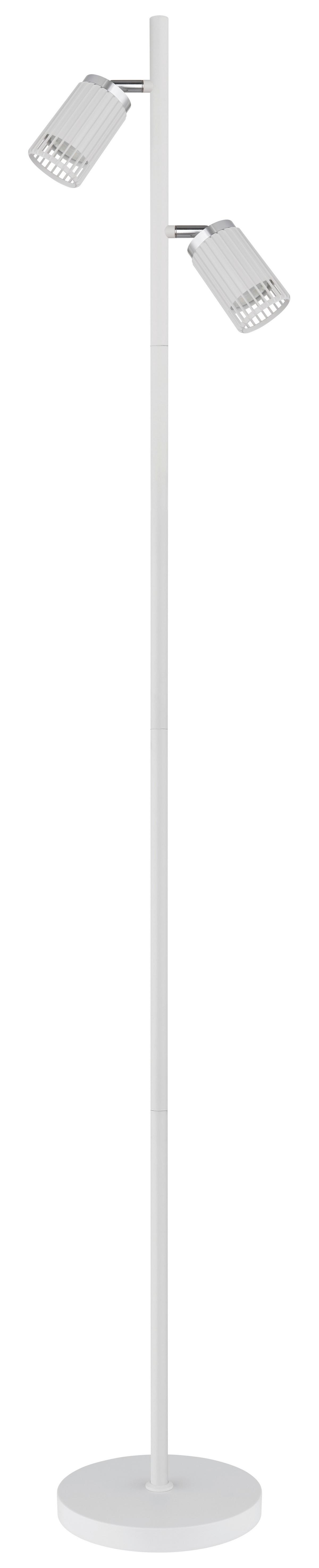 STEHLEUCHTE 57906SW KORBEN - Chromfarben/Weiss, Design, Kunststoff/Metall (27,5/22/158cm) - Globo