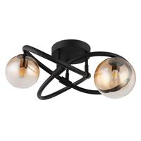 Stropna Led-svetilka Tuberius, S Sijalko - črna/prozorno, Design, kovina/steklo (41/20cm) - Globo