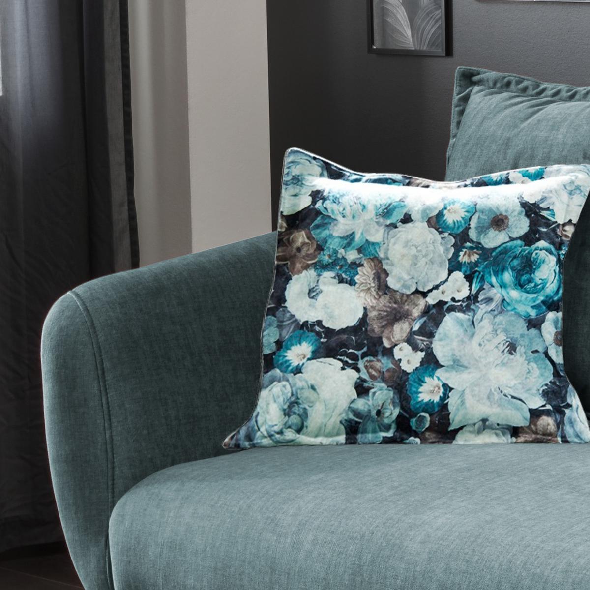 3-Sitzer-Sofa Baggio Blau Velours - Blau/Buchefarben, MODERN, Holz/Textil (236/94/103cm) - Livetastic