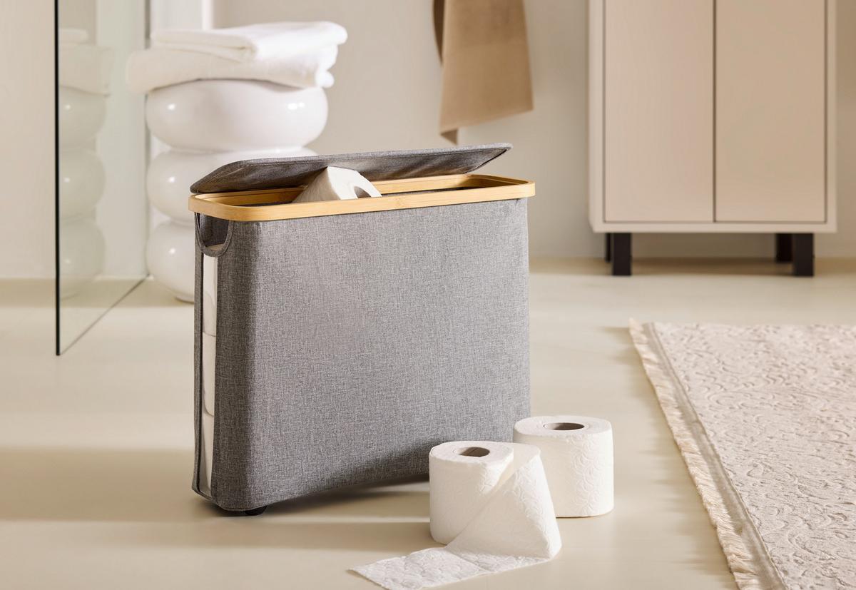 Suport pentru hârtie igienică Andre - gri, Konventionell, plastic/materiale naturale (45/15/37cm) - Mömax