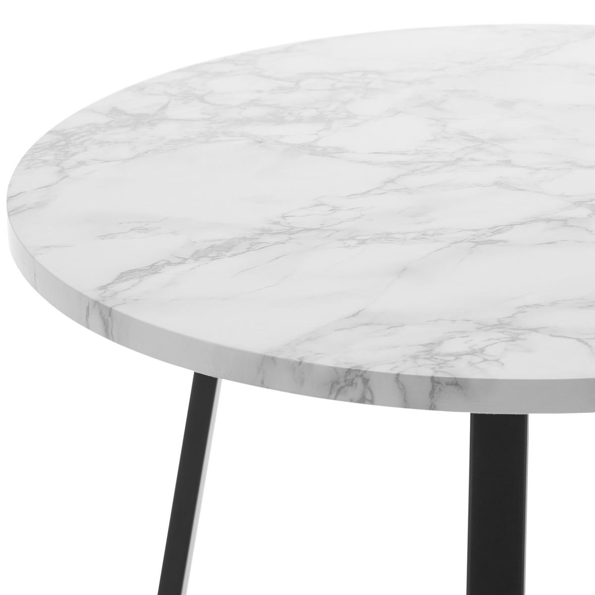 Couchtisch Silvia Weiß/Marmoroptik Rund - Schwarz/Weiß, MODERN, Holzwerkstoff/Metall (45/45cm) - Bessagi Home