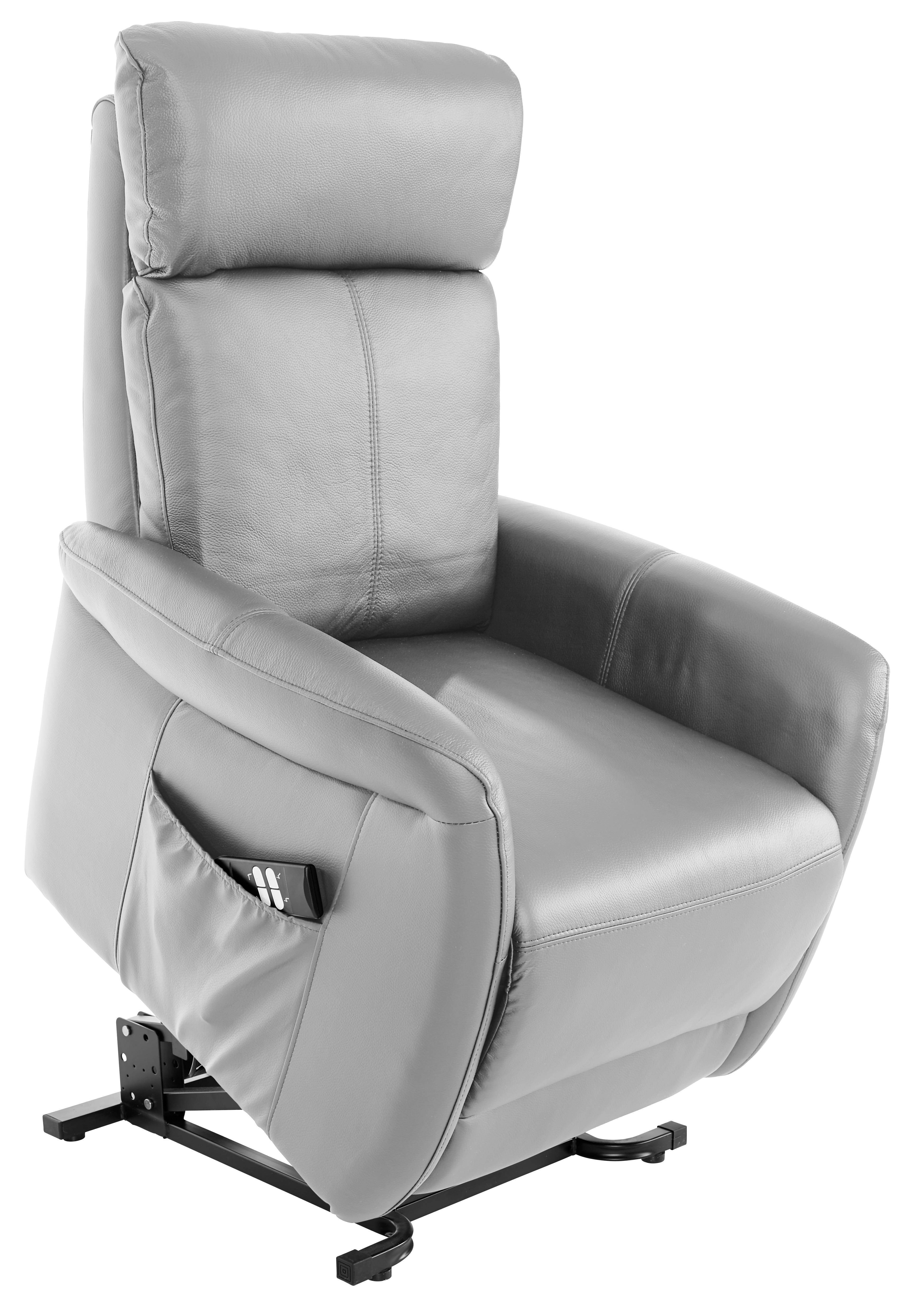 Tv Fotelja Hamilton - svijetlo siva/crna, Konventionell, koža/metal (90/108/74cm) - Modern Living