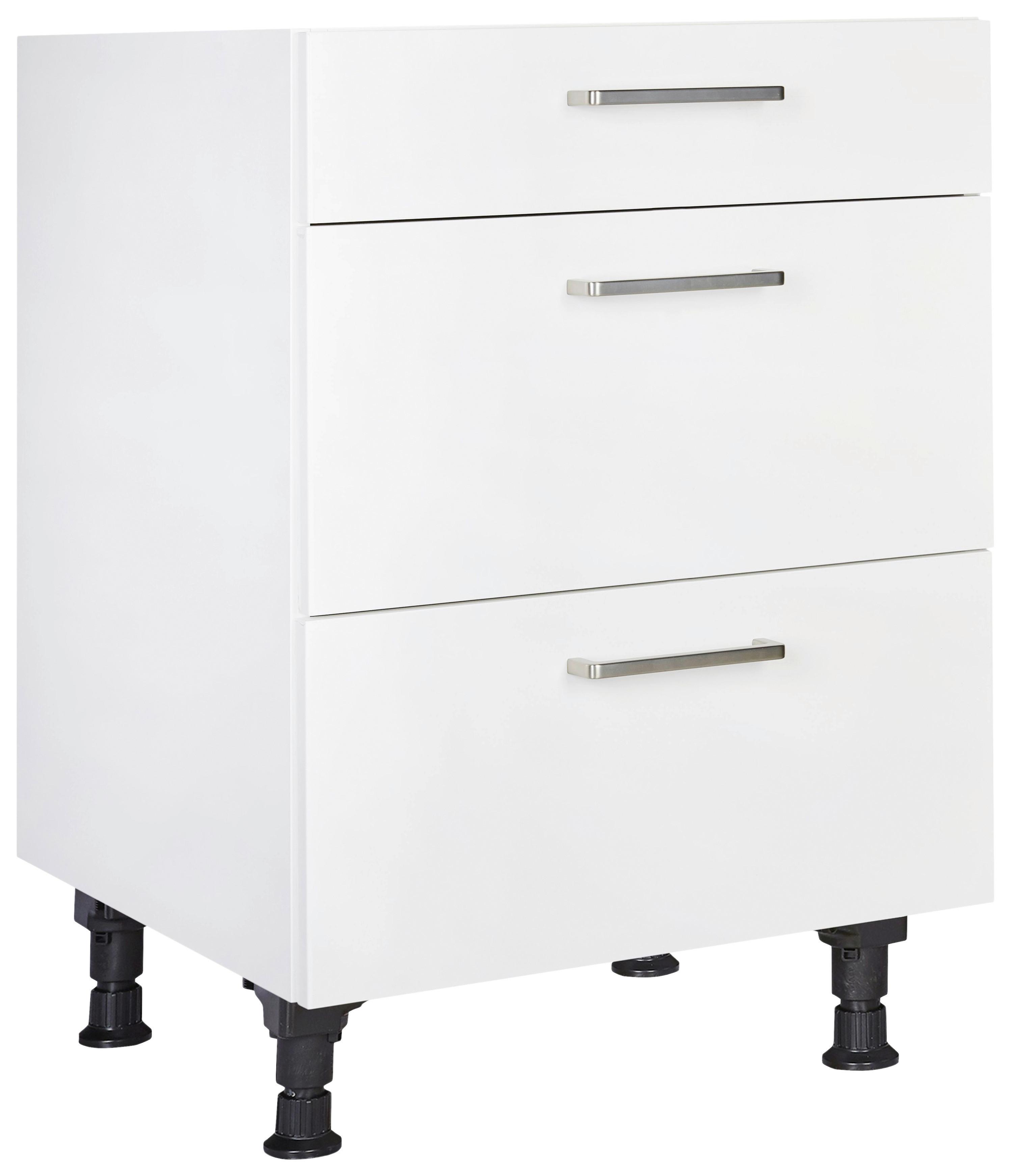 Schubkastenunterschrank Touch Weiß - Edelstahlfarben/Weiß, MODERN, Holzwerkstoff/Metall (60/87/56cm) - Nobilia