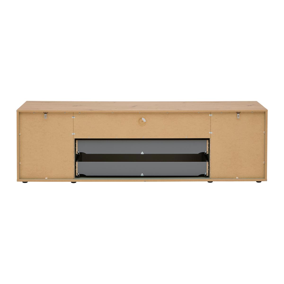 Lowboard Bahia-M Grün/Eiche Artisan - Schwarz/Eiche Artisan, MODERN, Holzwerkstoff/Metall (180/54/41cm) - Mömax