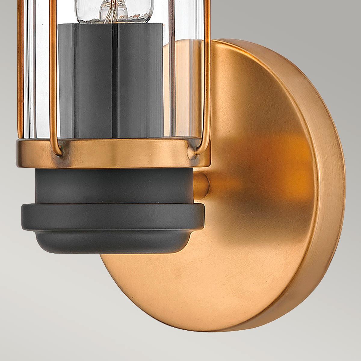 Fürdőszobai Falilámpa Hk-Masthead1-Hbbk - fekete/sárgarézszínű, Konventionell, üveg/fém (35,1/12,2/12,8cm) - Elstead Lighting