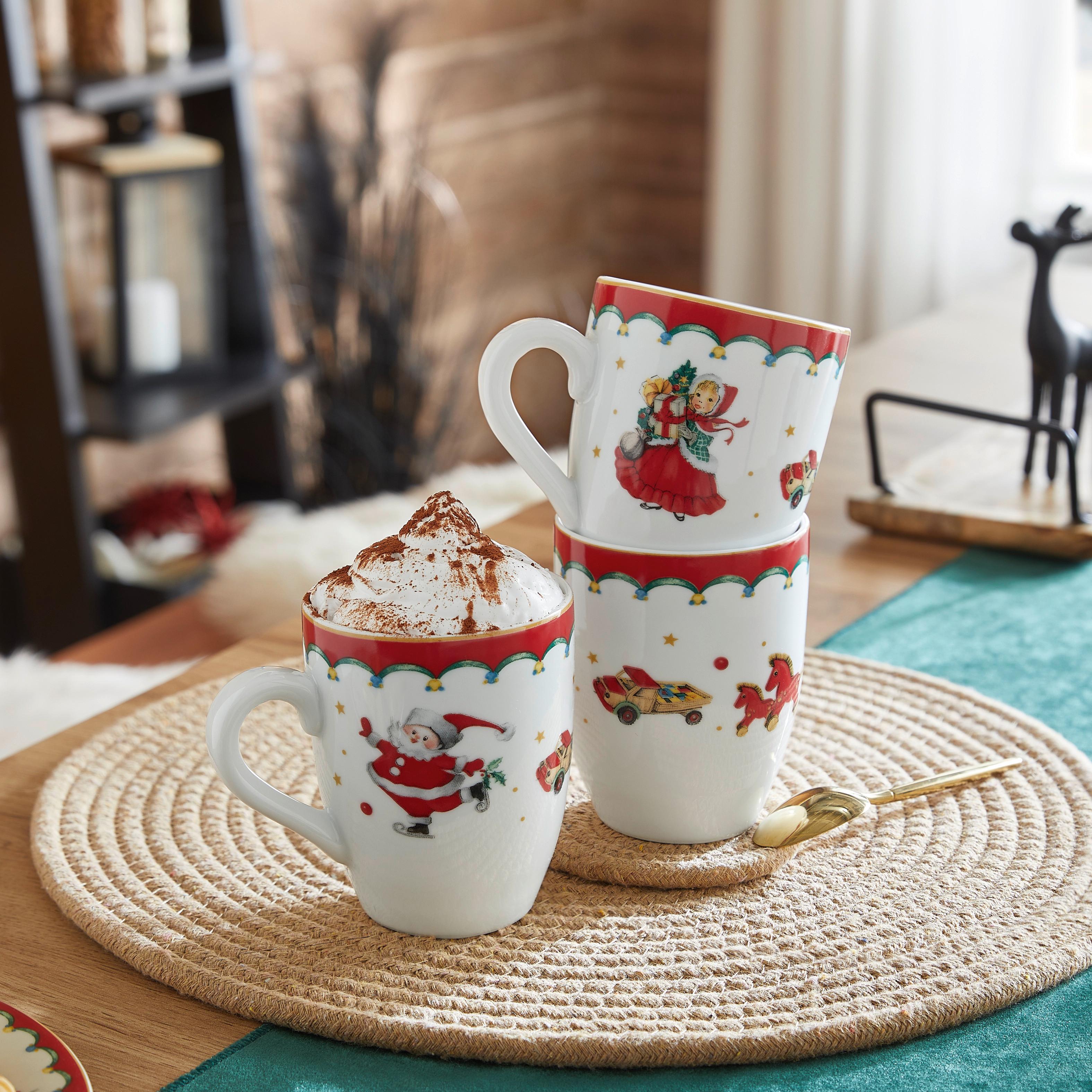 Kaffeebecher XMAS mit Weihnachtsmotiv Ø ca. 8,6 - Weiss/Rot, Konventionell, Keramik (8,6/10cm) - Mömax