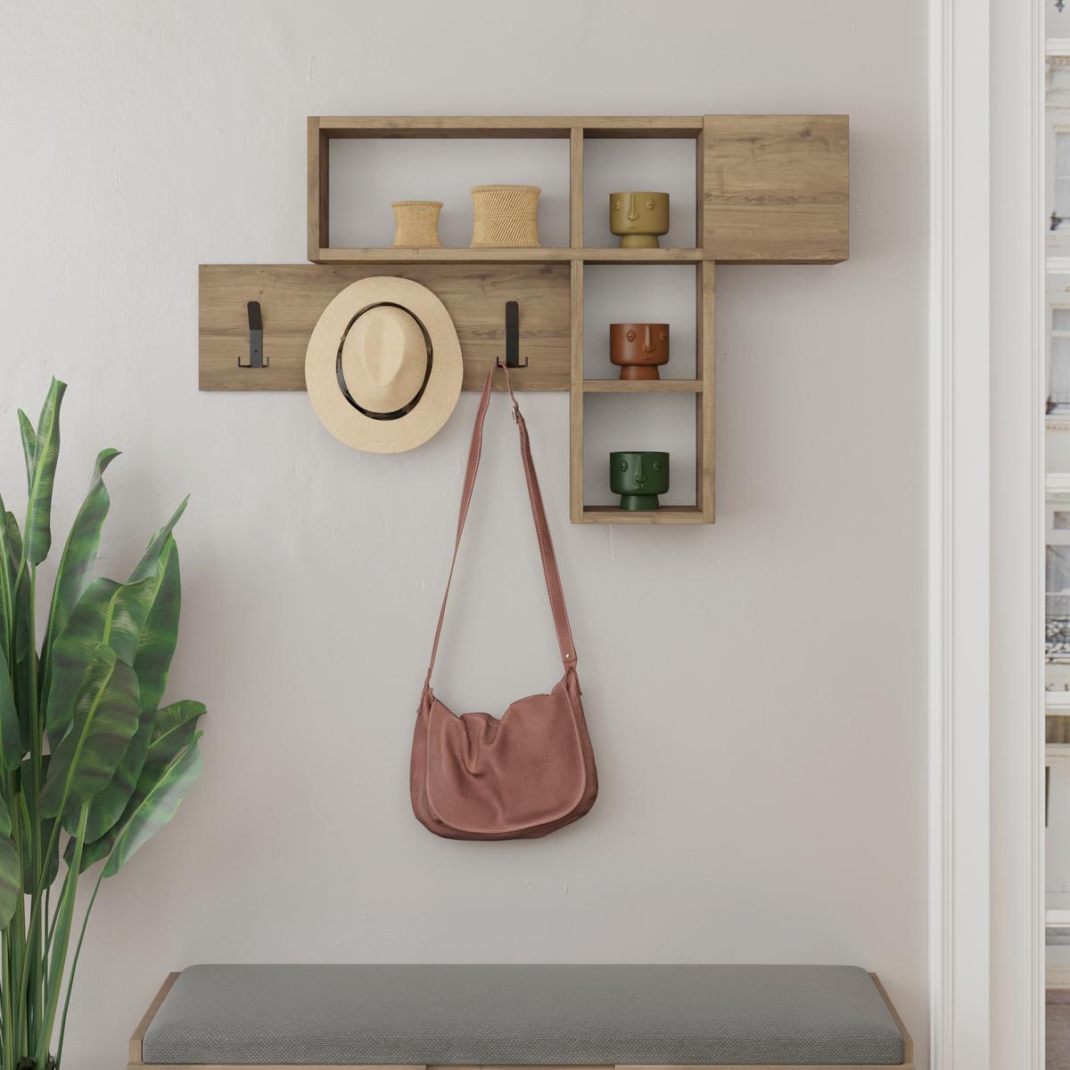 Wandgarderobe Game ca. 99,5x61x15cm Eiche dunkel - Eiche dunkel, Design, Holzwerkstoff (99.5/61/15cm) - Livetastic