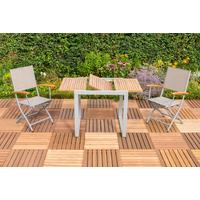 Gartentisch Naxos Silberfarben Akazie ca. 70x74x120cm - Silberfarben/Akaziefarben, KONVENTIONELL, Holz/Metall (80-120/74/70cm) - Gardenson