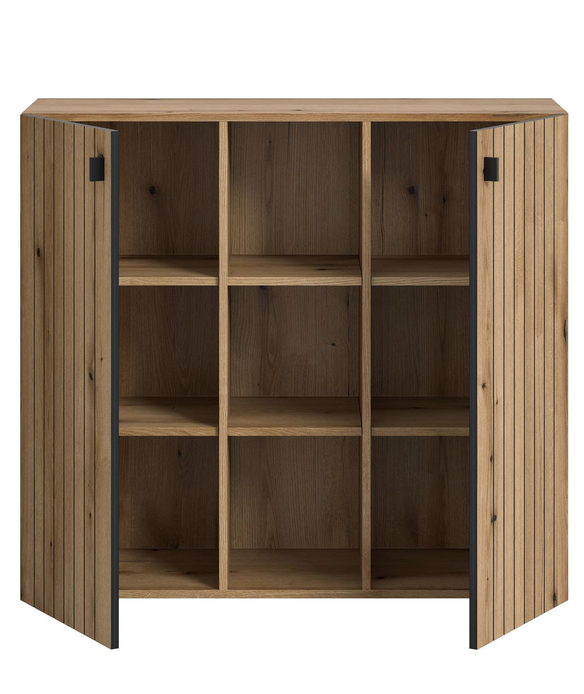 KOMMODE STATION - Eichefarben/Schwarz, Design, Holzwerkstoff/Kunststoff (106/96/37cm) - MID.YOU