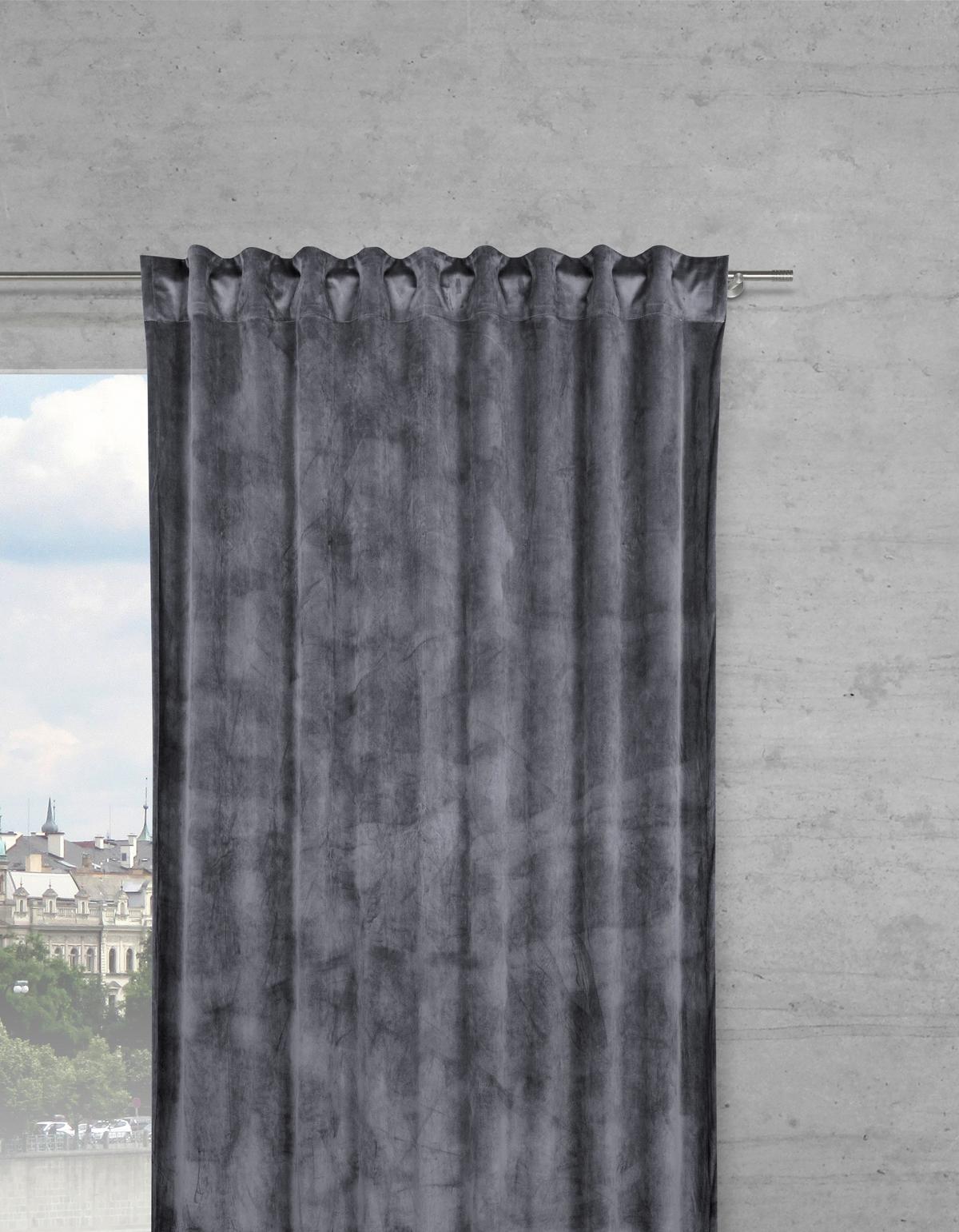 Fertigvorhang Viola Anthrazit ca. 140x245cm - Anthrazit, KONVENTIONELL, Textil (140/245cm) - Premium Living