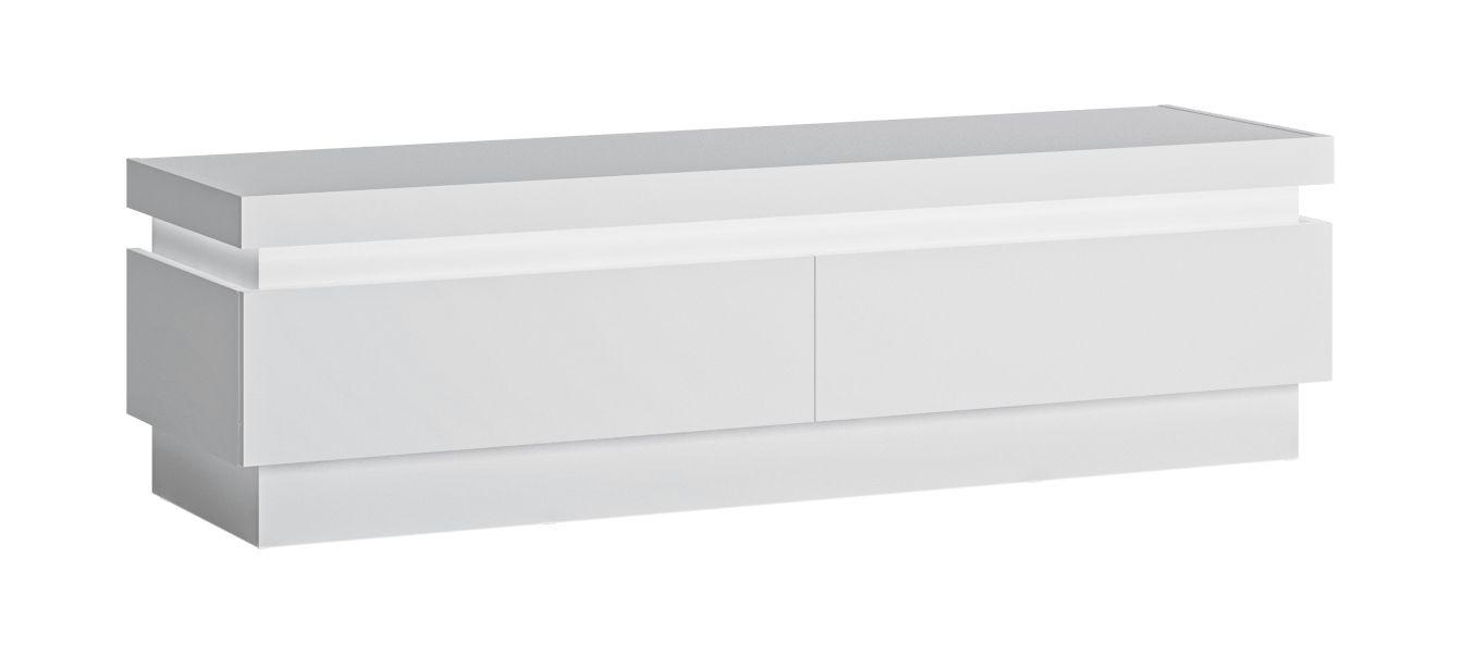 Tv Komoda Lyon - bijela/bijela visoki sjaj, Trend, drvni materijal/plastika (146/41,7/42cm) - Modern Living