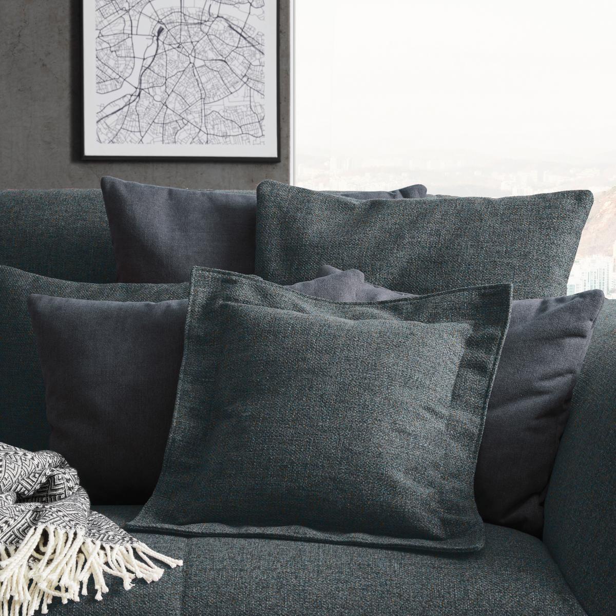 Bigsofa Trendy Blaugrau - Blaugrau/Schwarz, MODERN, Holzwerkstoff (260/93/124cm) - Premium Living
