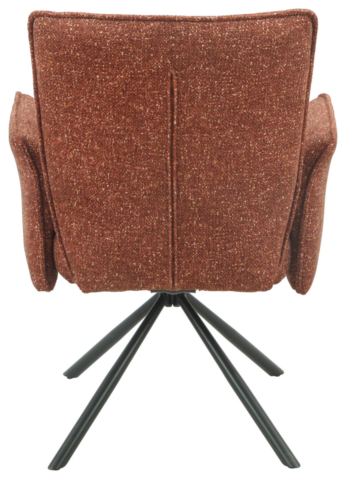 Armlehnstuhl Ellen Giga S Terracotta - Terracotta/Schwarz, MODERN, Textil/Metall (65.5/90/60cm) - Premium Living