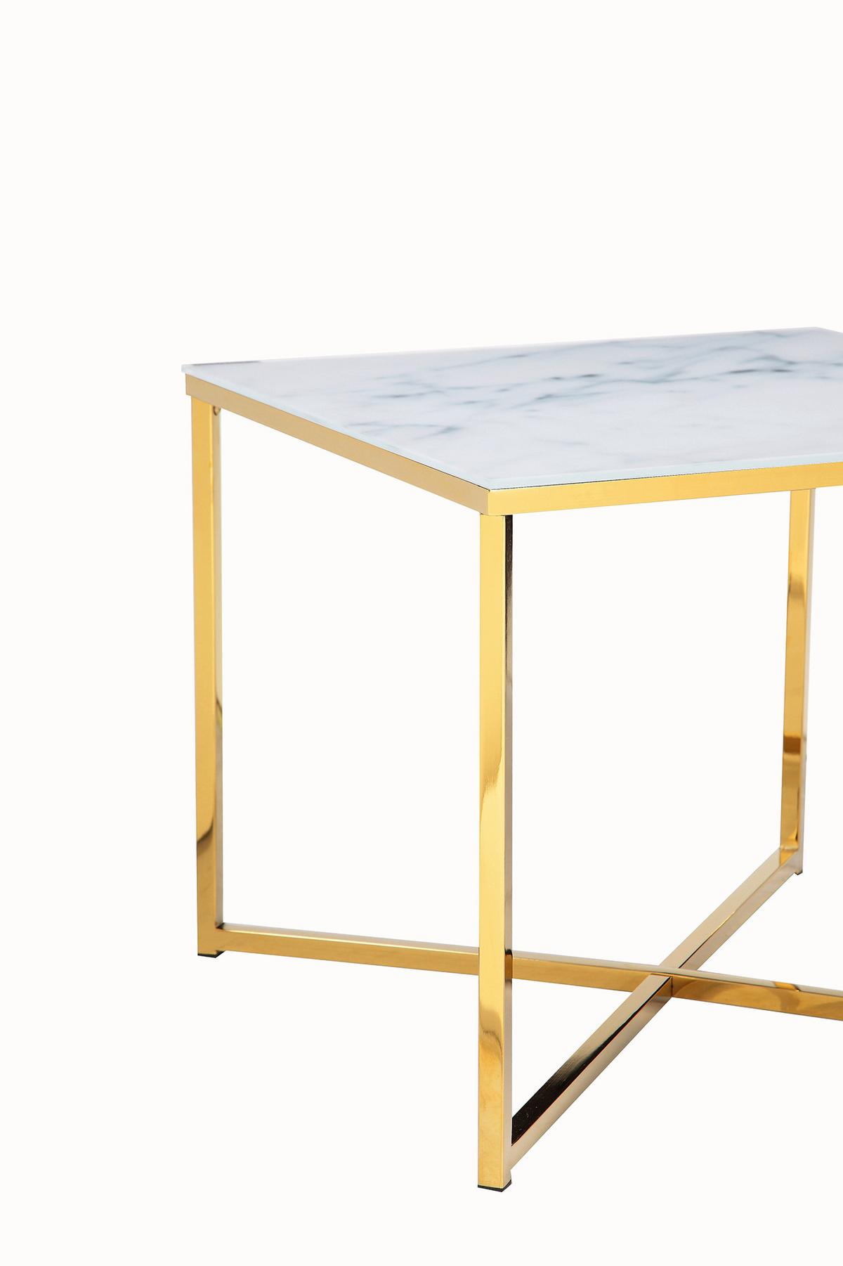 Mizica Marble, Bela, Zlata - zlate barve/bela, Design, kovina/steklo (50/50/42cm) - Livetastic