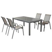 GARTENSET AMALFI - Silberfarben/Braun, MODERN, Textil/Metall - Gardenson