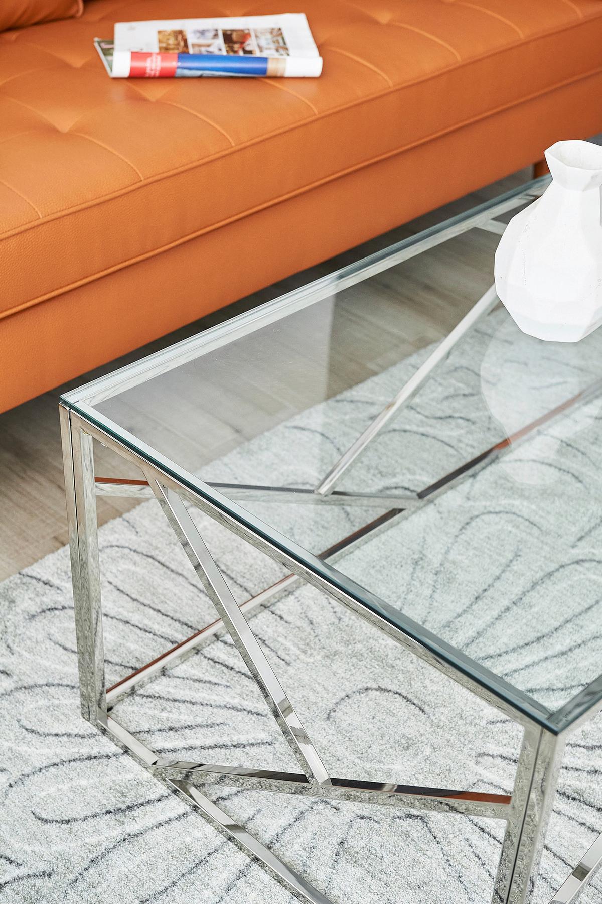 Klubska Miza Steel, Srebrna - srebrne barve/prozorno, Design, kovina/steklo (120/60/45cm) - Livetastic