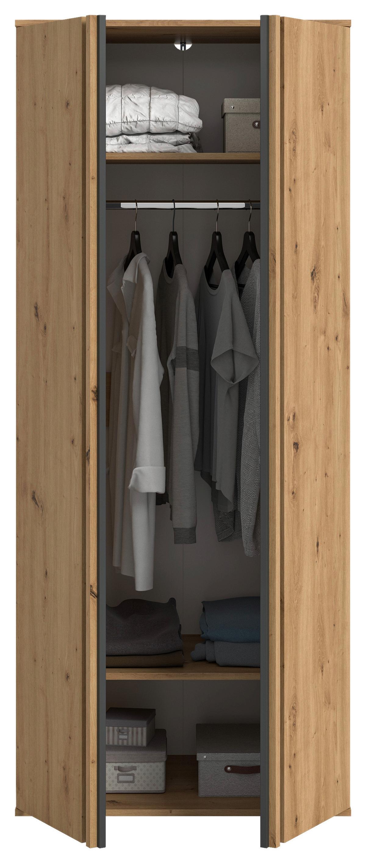 Drehtürenschrank TOFTA Eiche Artisan, Anthrazit - Anthrazit/Eiche Artisan, ROMANTIK / LANDHAUS, Holzwerkstoff (80/192/56cm) - Livetastic