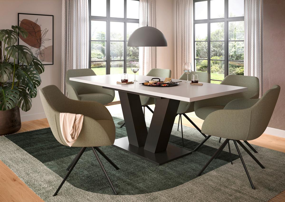 Raztegljiva Miza Marlon V 150 Az, Bela, Temno Siva - bela, Trend, leseni material (150-190/90/75cm)