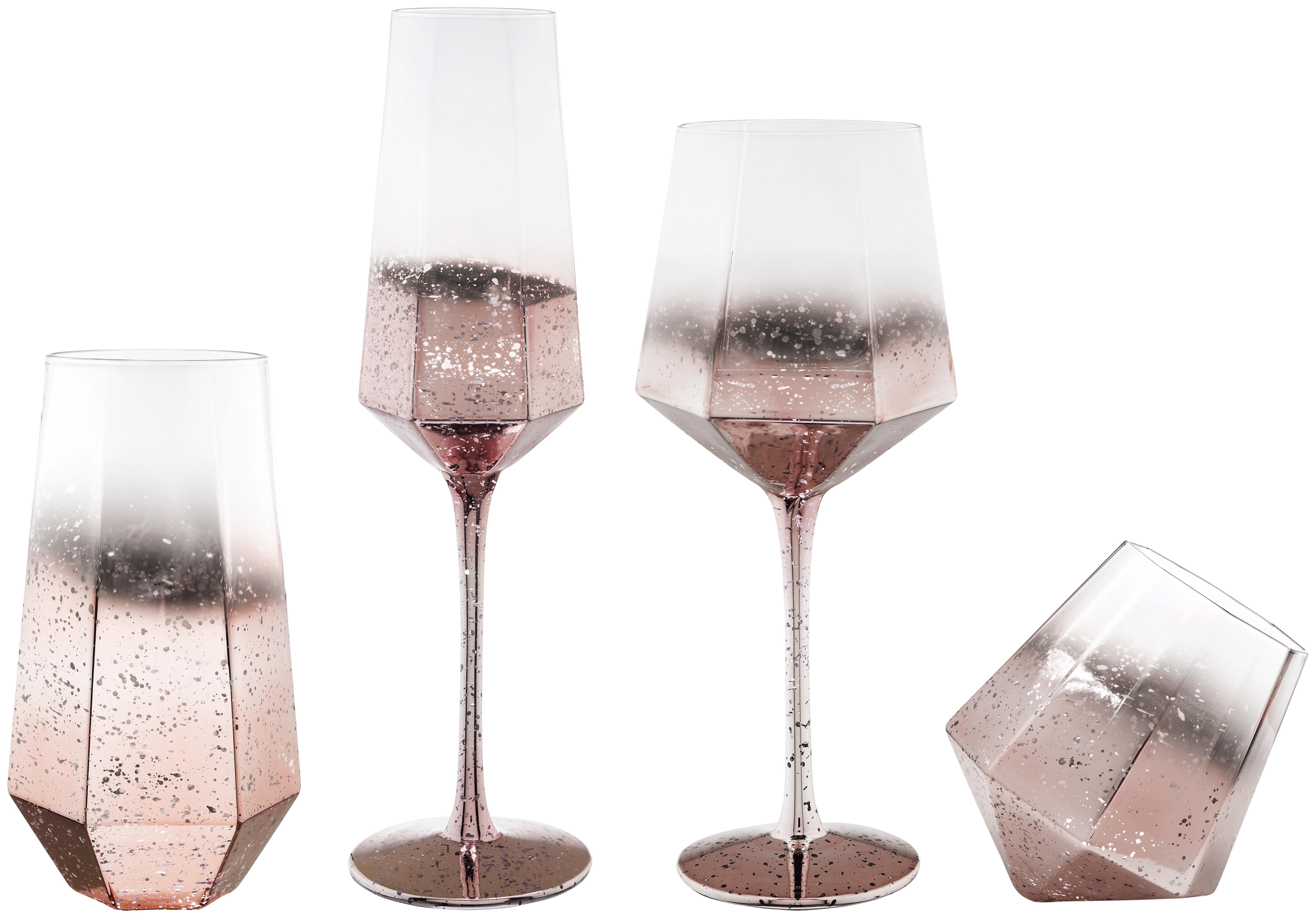 Pahar Clouds in Rose - clar/roz, Romantik / Landhaus, sticlă (10,6cm) - Premium Living