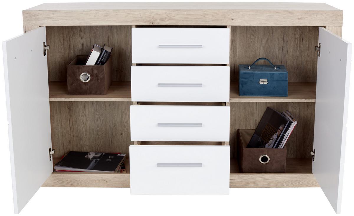Servantă Malta - alb/culoare lemn stejar, Modern, material pe bază de lemn (138/86/35cm) - Modern Living