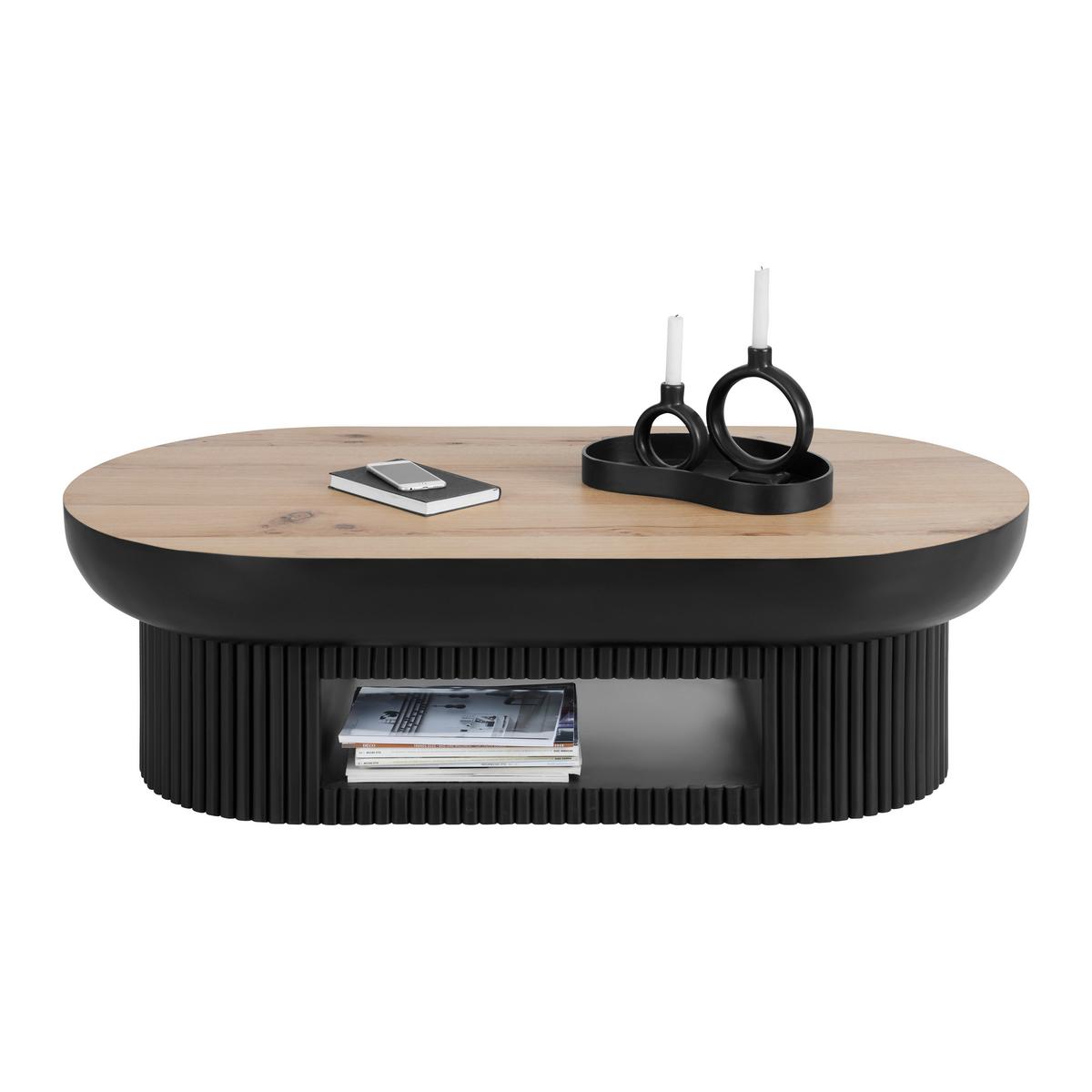 Couchtisch Tiffy Schwarz/Eichefarben - Eichefarben/Schwarz, MODERN, Holz/Holzwerkstoff (130/70/40cm) - Mömax