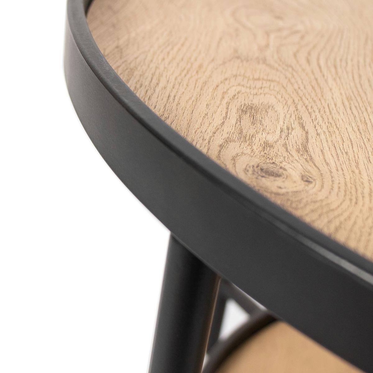 Măsuță de cafea MATTI - culoare lemn stejar/negru, Modern, metal/material pe bază de lemn (60/42,5/60cm) - Modern Living