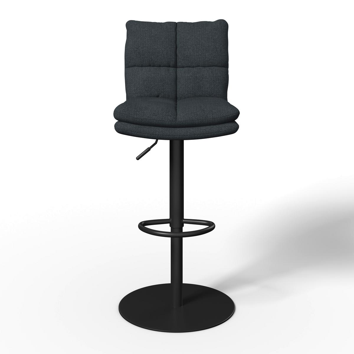 Barhocker Caja Schwarz Struktur Gepolstert - Schwarz, MODERN, Holz/Textil (47/87-107/49cm) - Bessagi Home