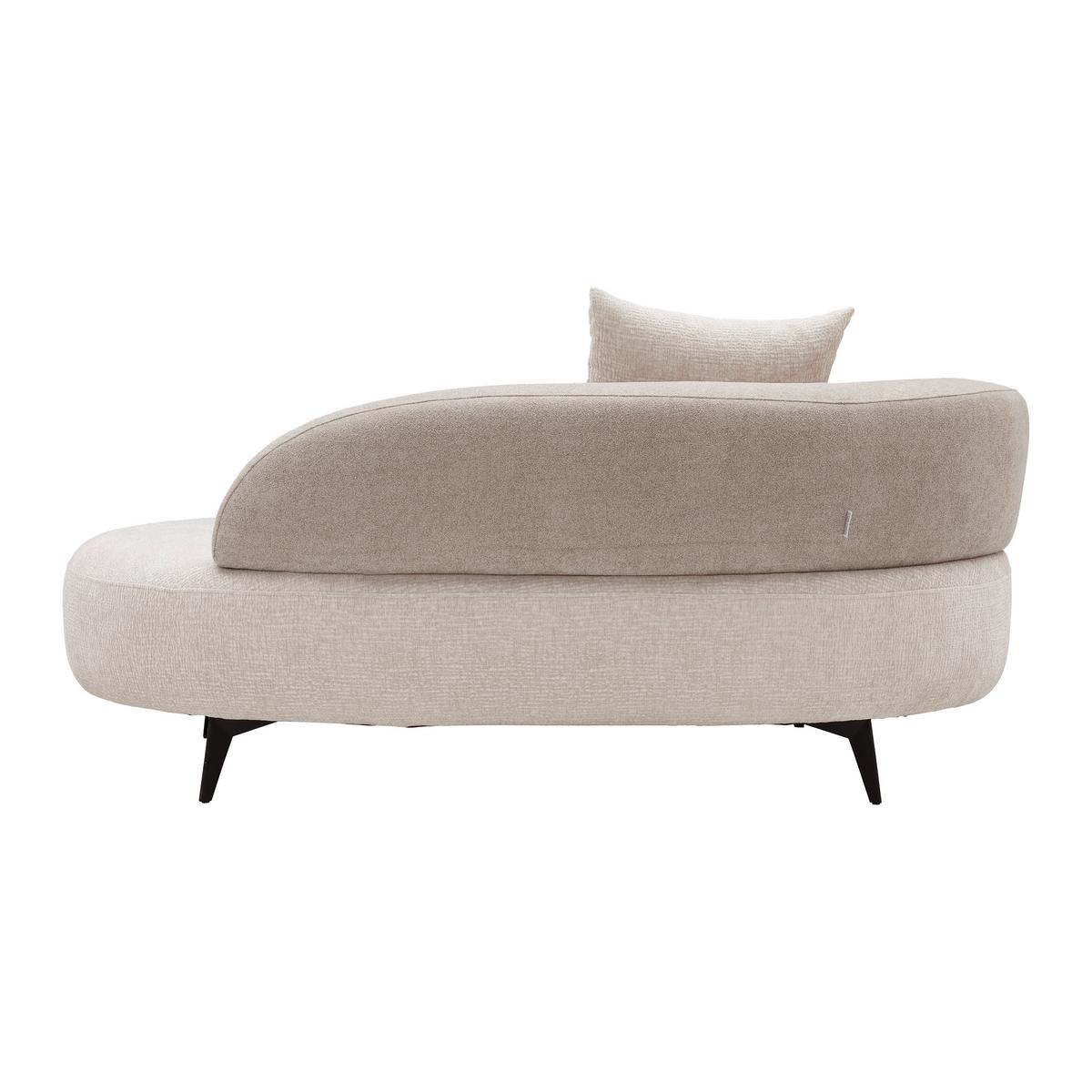 Recamiere Bondy Beige Ottomane mit Armlehne links - Beige/Schwarz, MODERN, Textil/Metall (180/83/105cm) - Premium Living