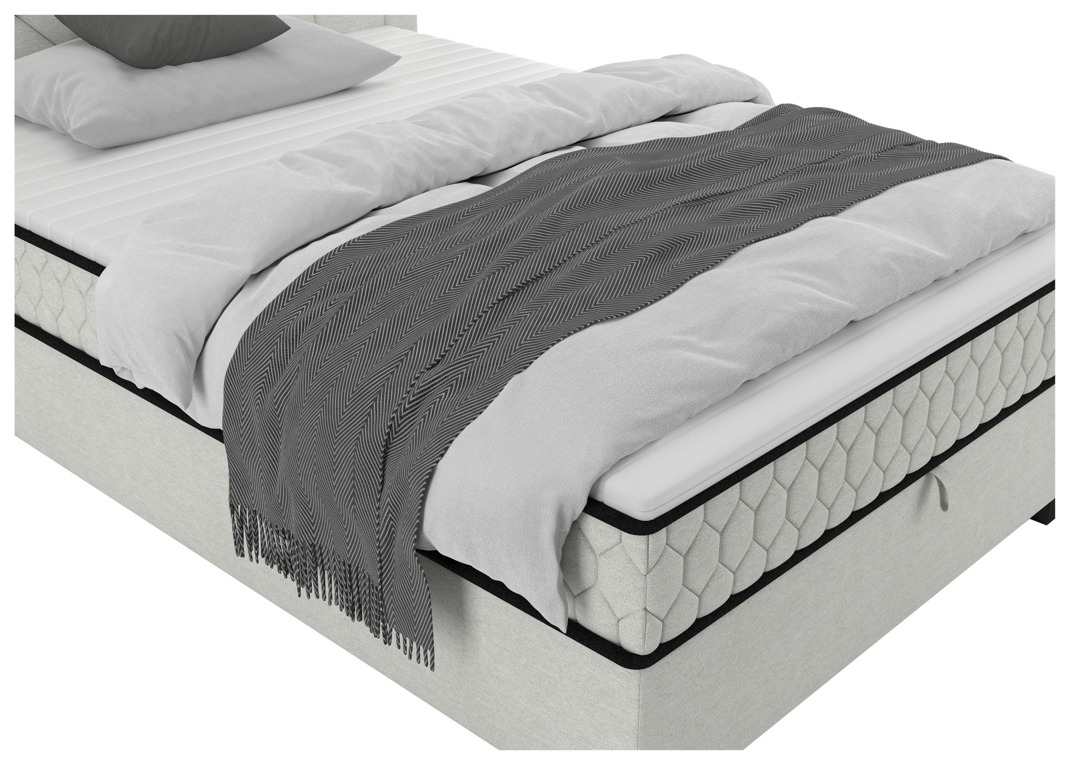 Boxbett Maya D Hellgrau ca. 100x200cm - Hellgrau/Schwarz, KONVENTIONELL, Holz/Holzwerkstoff (100/200cm) - Mömax