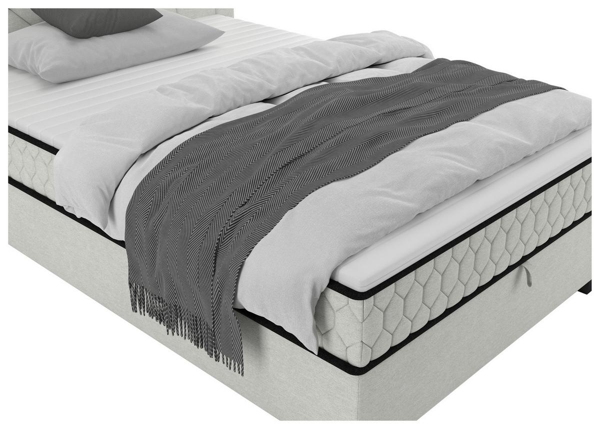 Boxbett Maya D Hellgrau ca. 120x200cm - Hellgrau/Schwarz, KONVENTIONELL, Holz/Holzwerkstoff (120/200cm) - Mömax