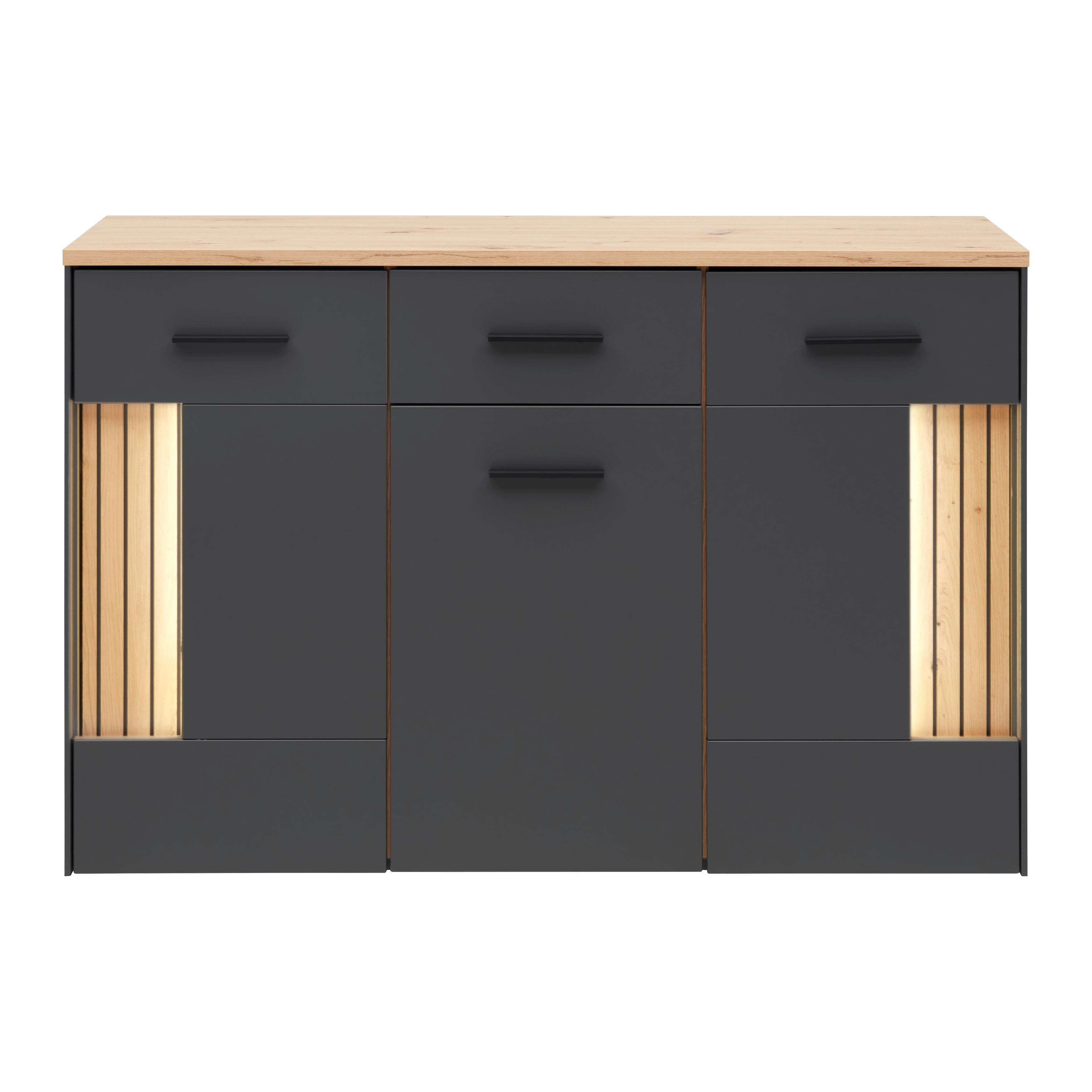 SIDEBOARD ALARA - svart, Modern, metall/trämaterial (128/87/40cm) - Mömax